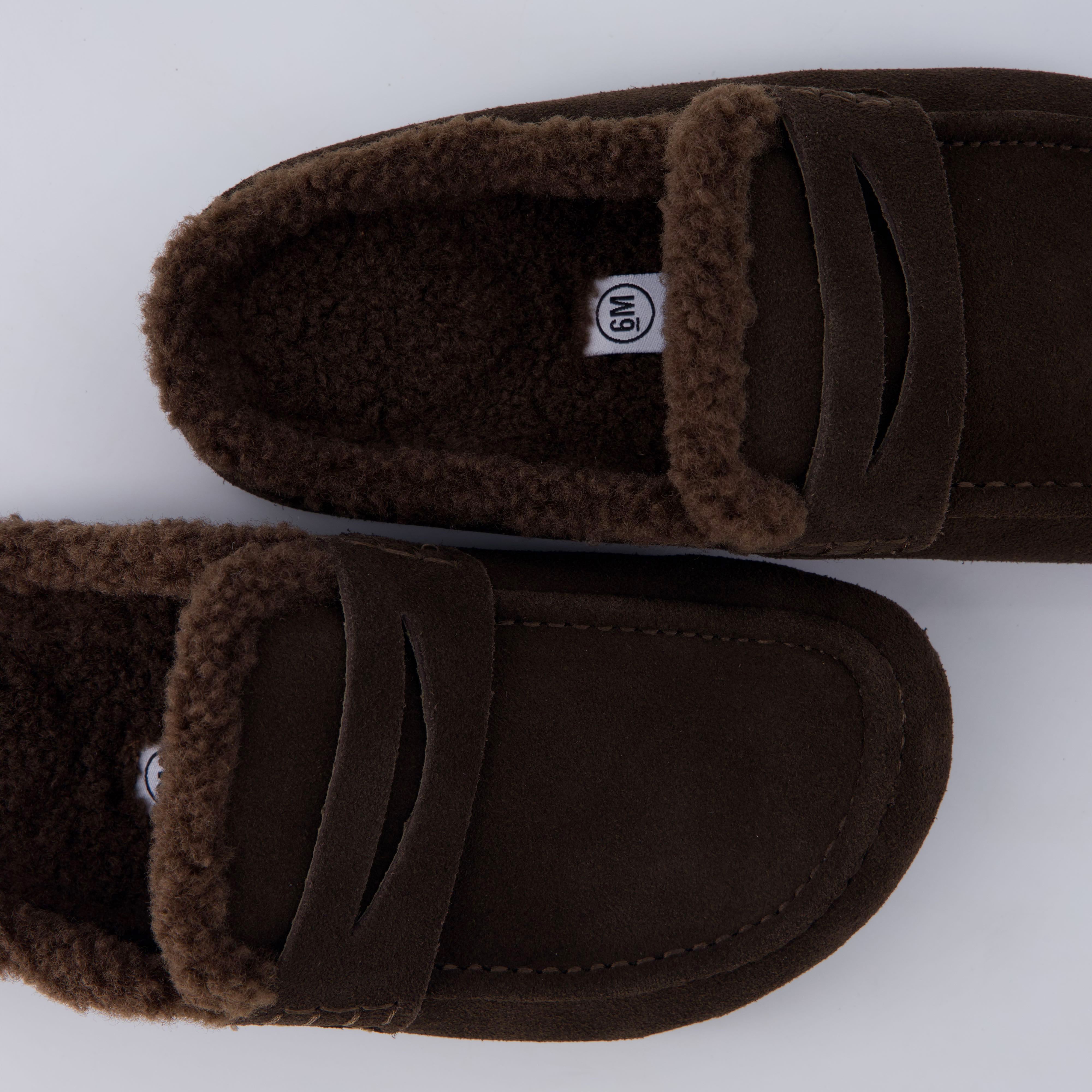 Casey Genuine Suede Moccasin Slippers Chocolate