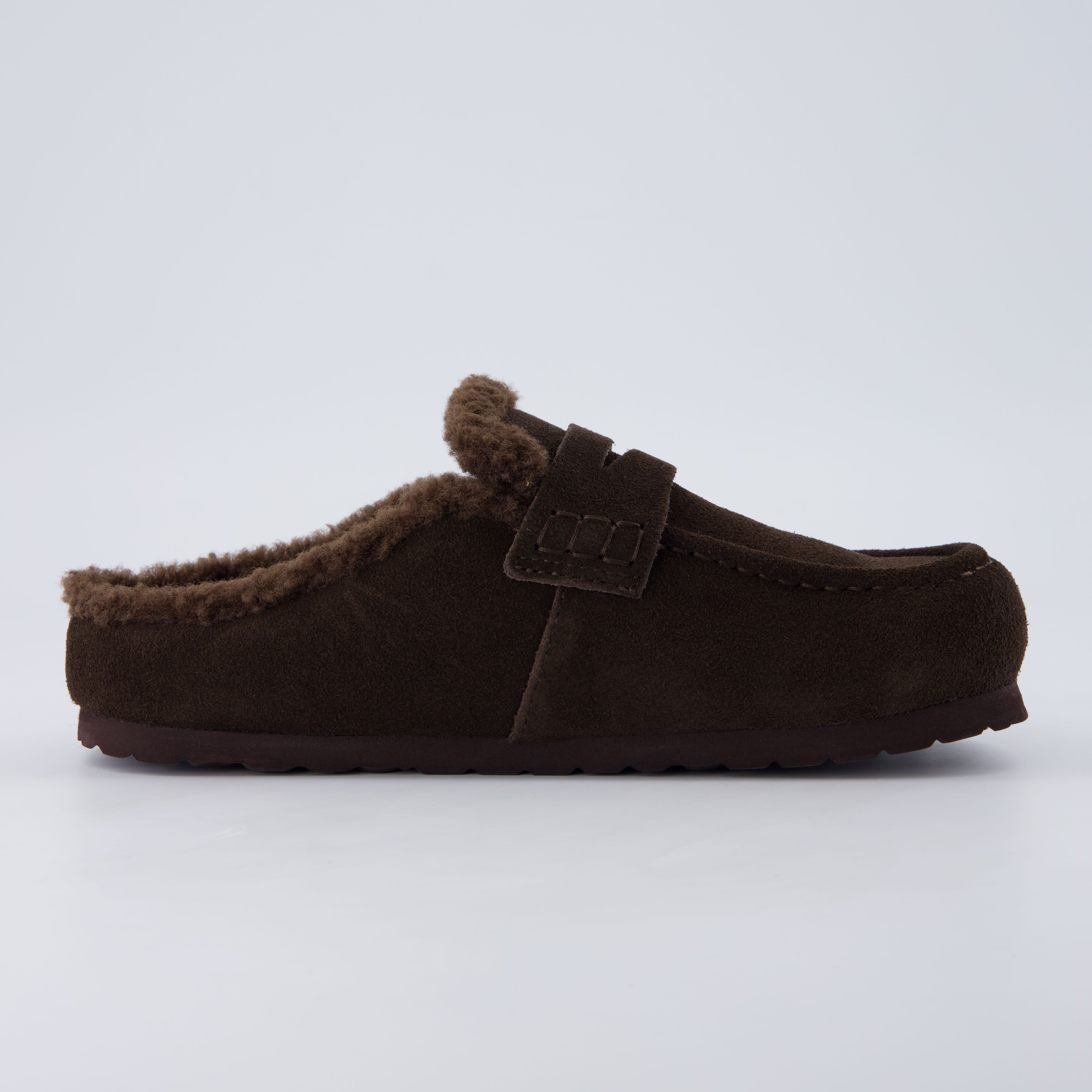 Casey Genuine Suede Moccasin Slippers Chocolate