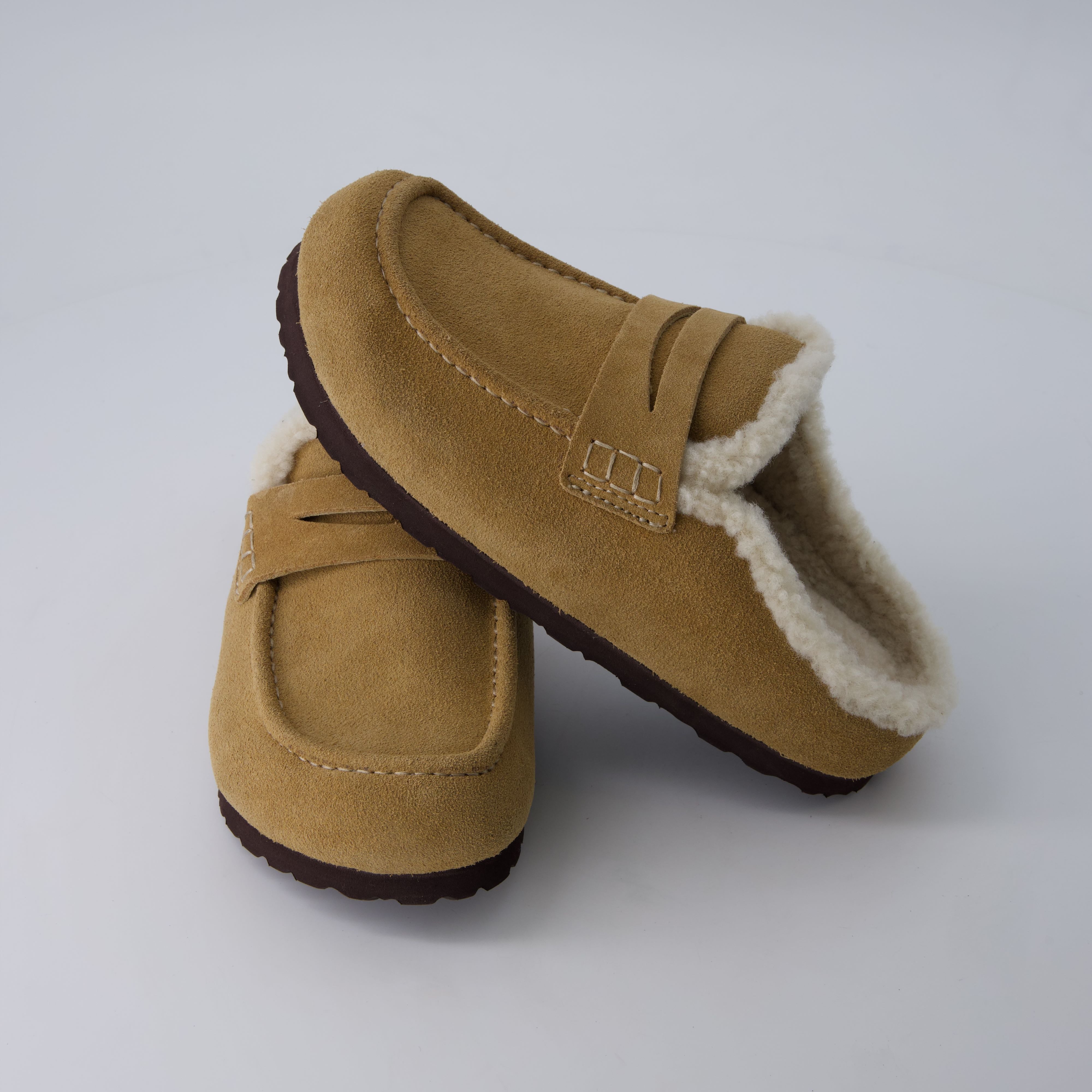 Casey Genuine Suede Moccasin Slippers Sand