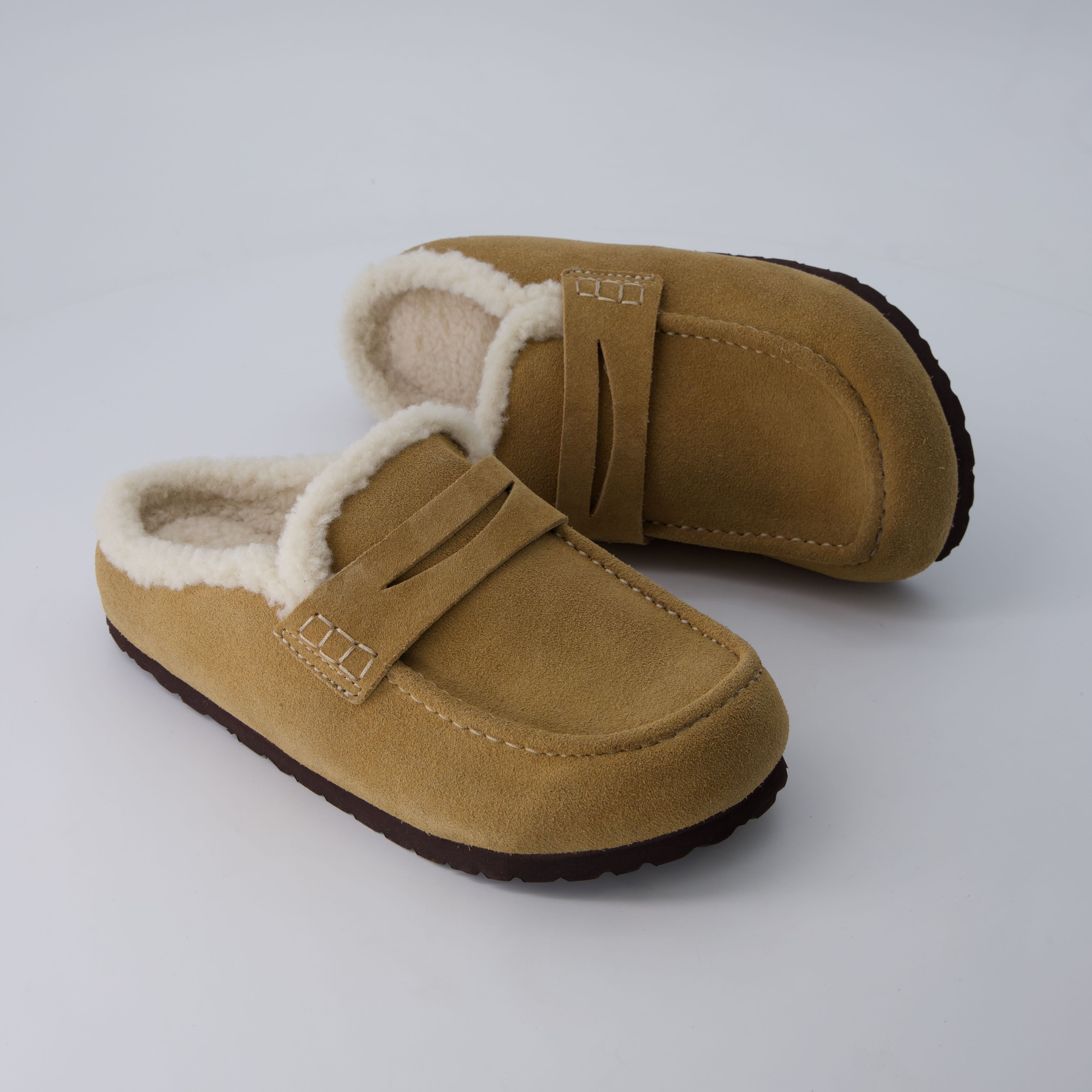 Casey Genuine Suede Moccasin Slippers Sand