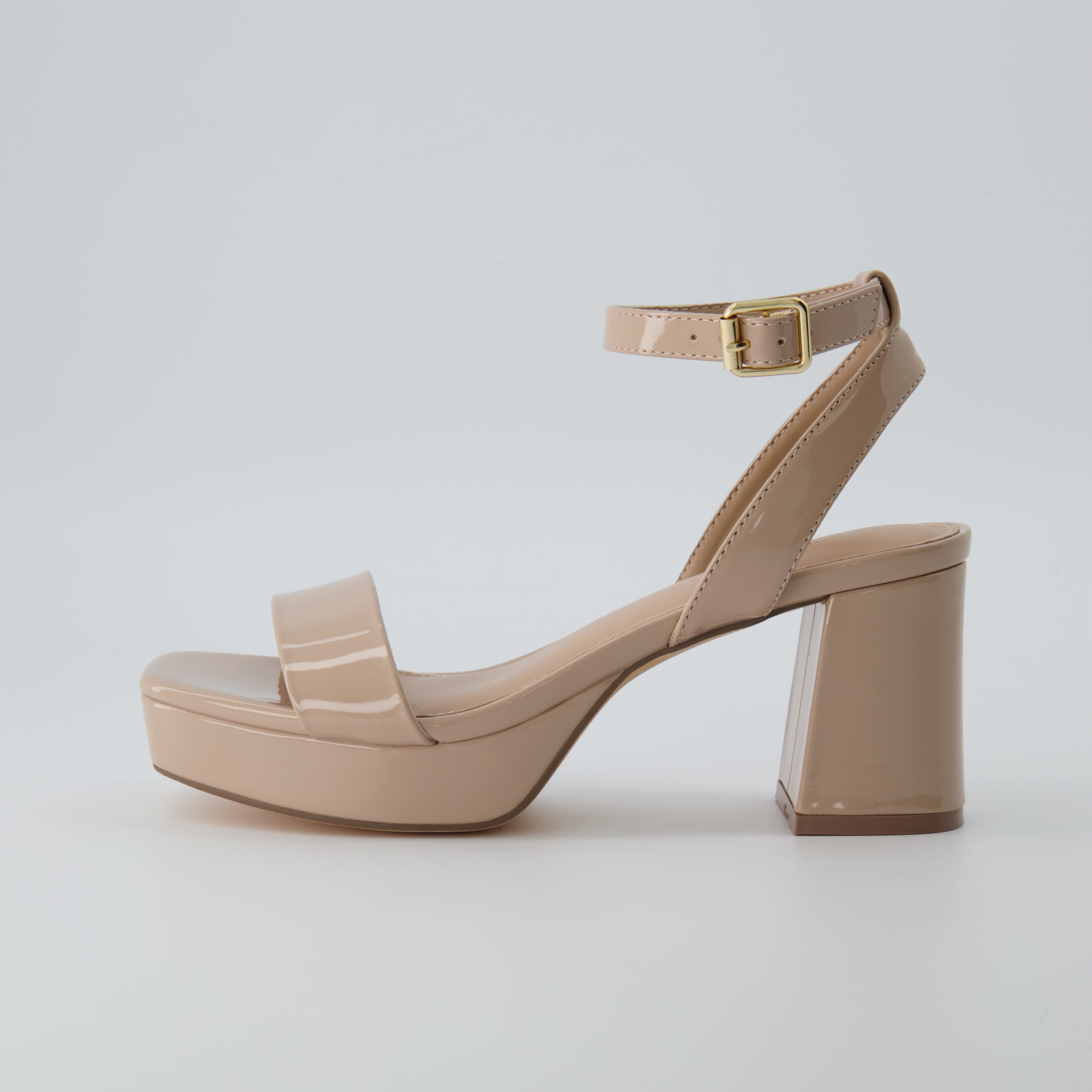 Cherry Platform Dress Sandals Nude Patent