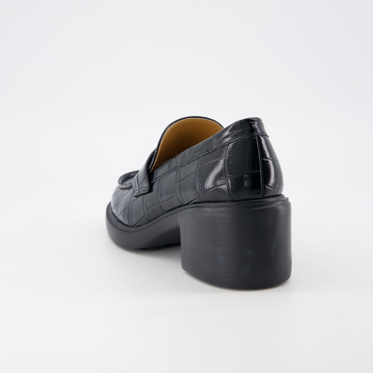 Chevy Chunky Heeled Womens Loafers Black Croco