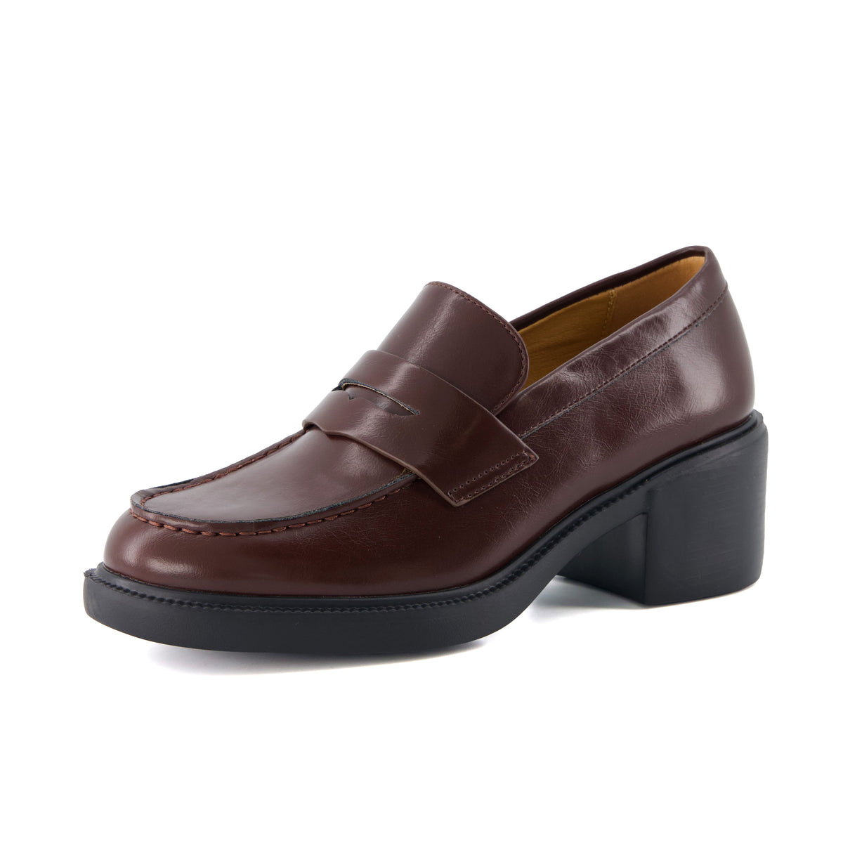 Chevy Chunky Heeled Womens Loafers Chocolate Croco