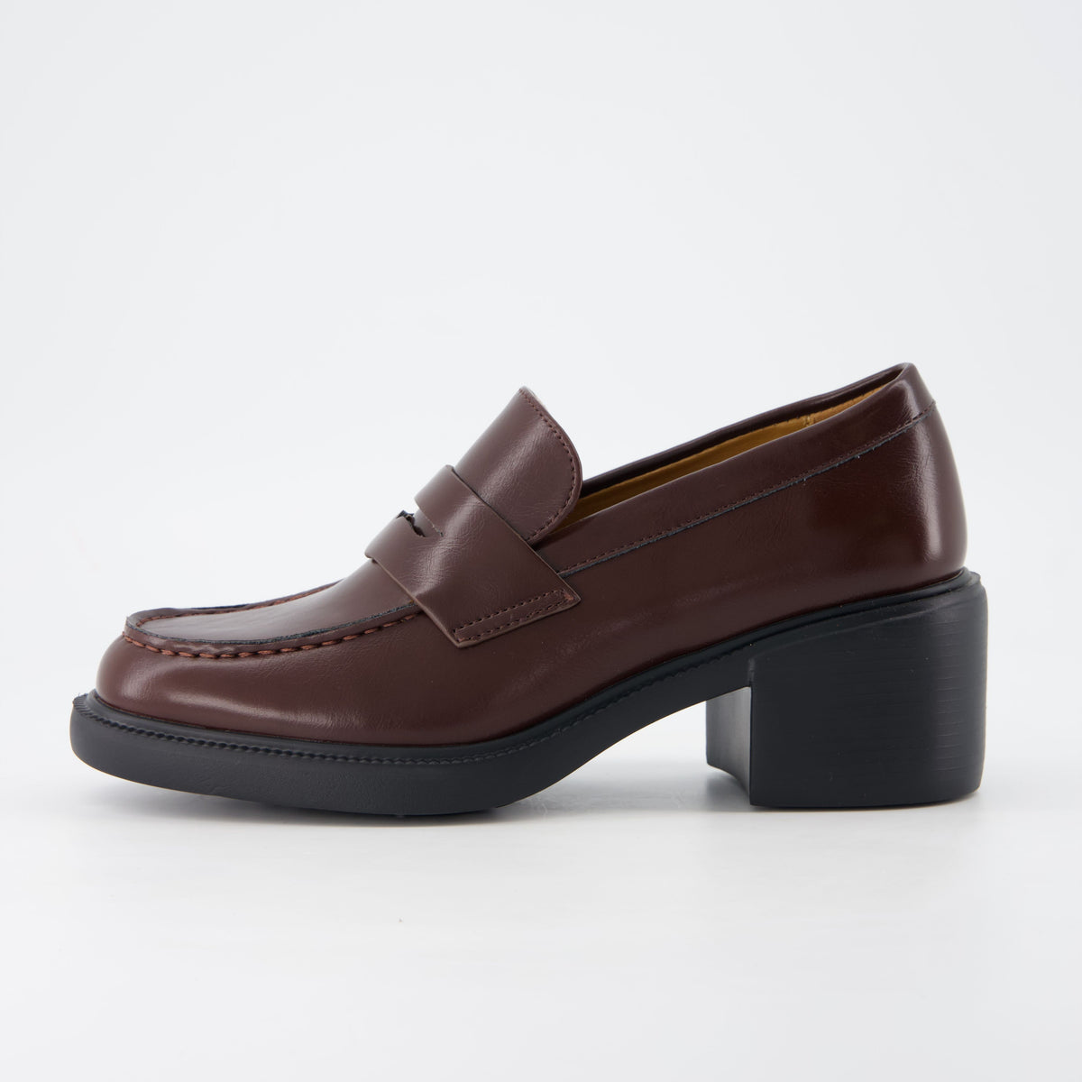 Chevy Chunky Heeled Womens Loafers Chocolate Croco