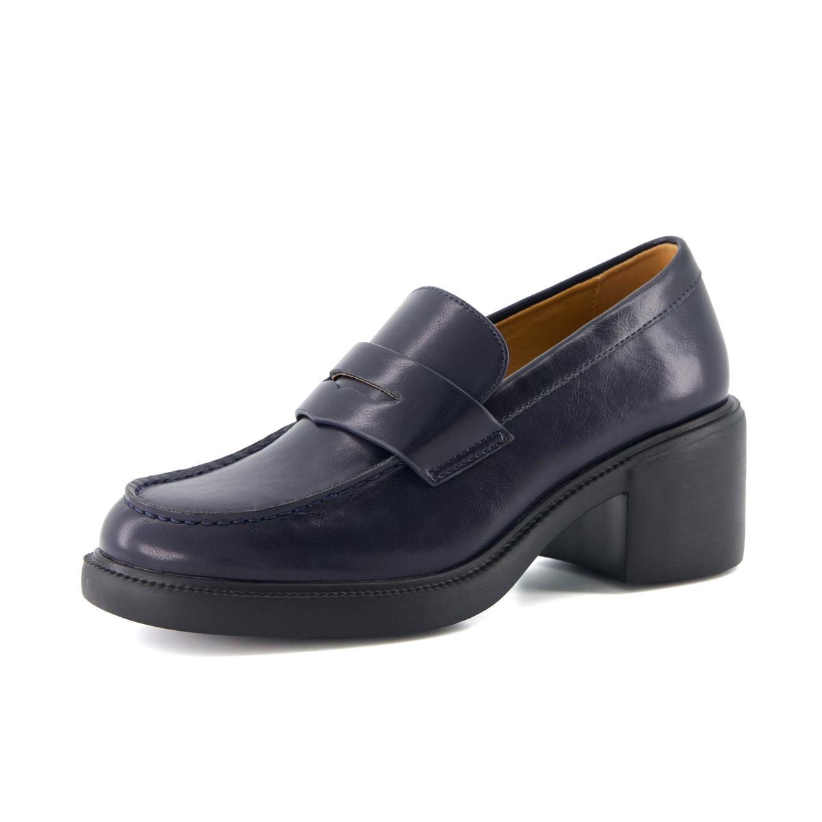 Chevy Chunky Heeled Womens Loafers Chocolate Croco