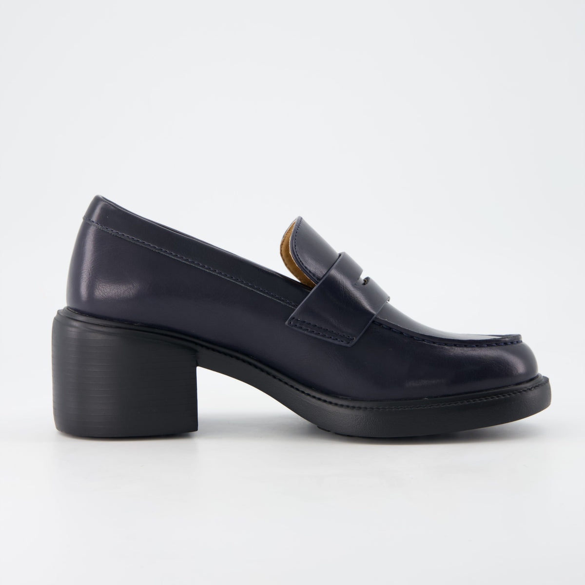 Chevy Chunky Heeled Womens Loafers Chocolate Croco