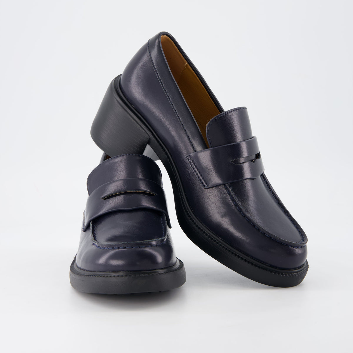 Chevy Chunky Heeled Womens Loafers Chocolate Croco