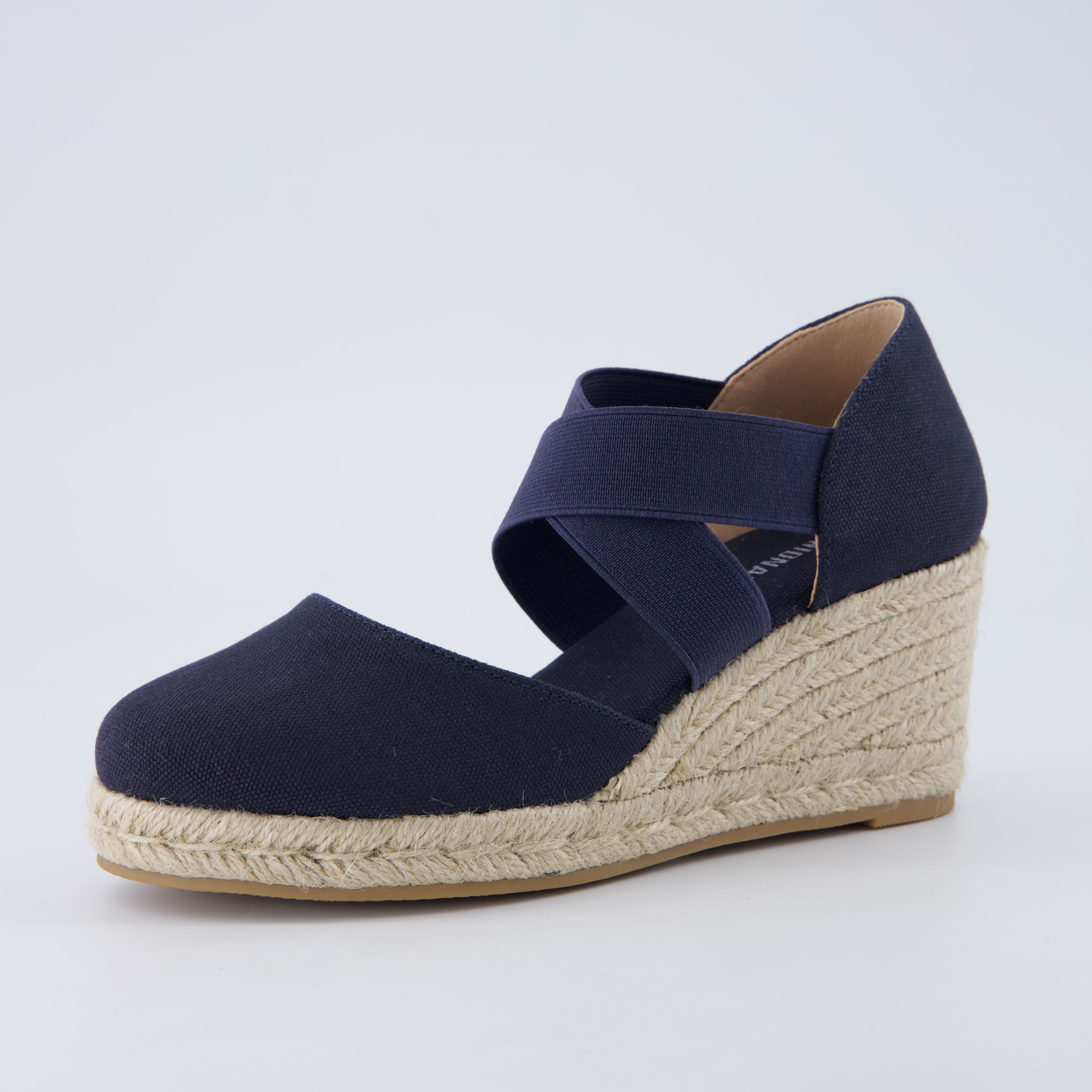 Chica Espadrille Wedge Sandals Navy