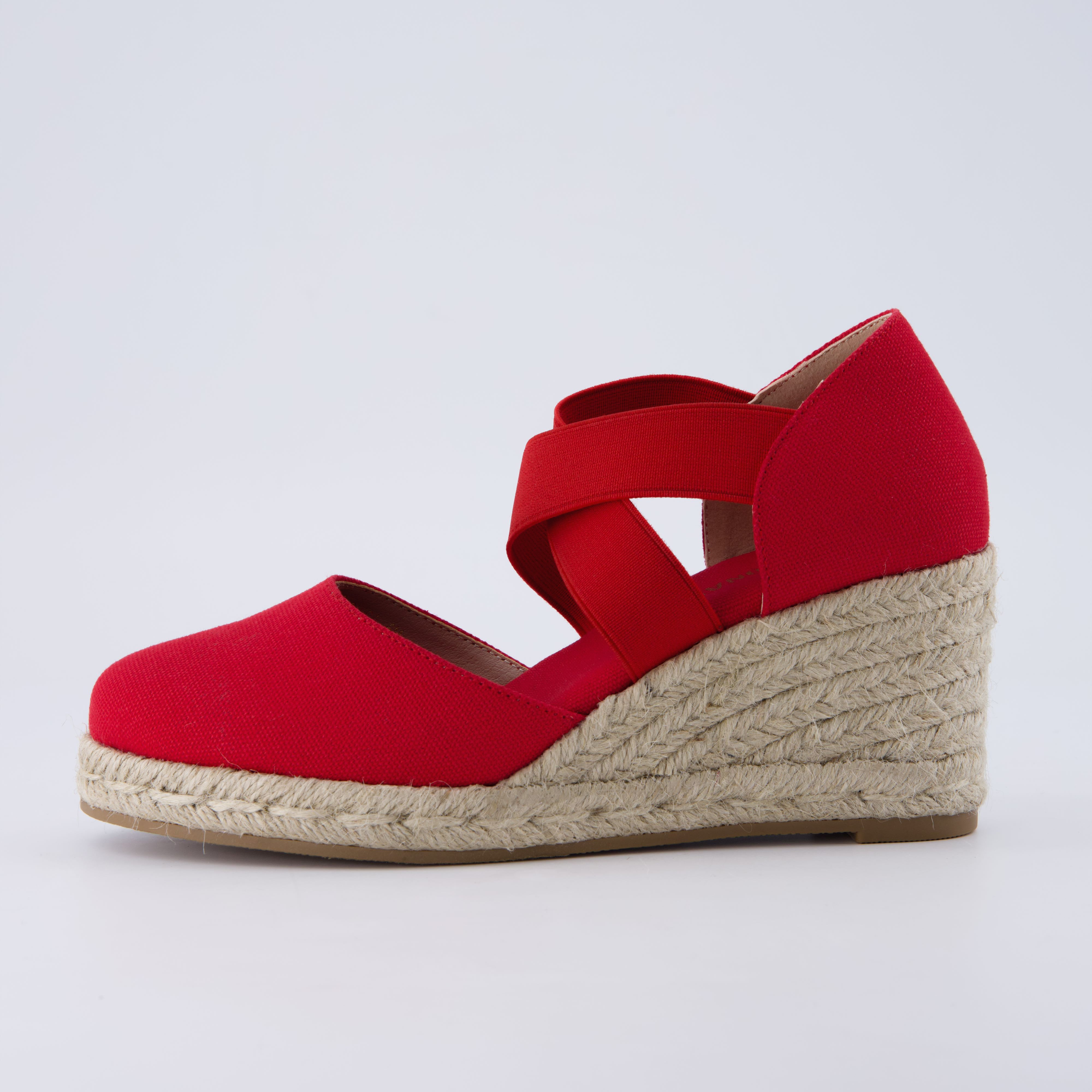 Chica Espadrille Wedge Sandals Red