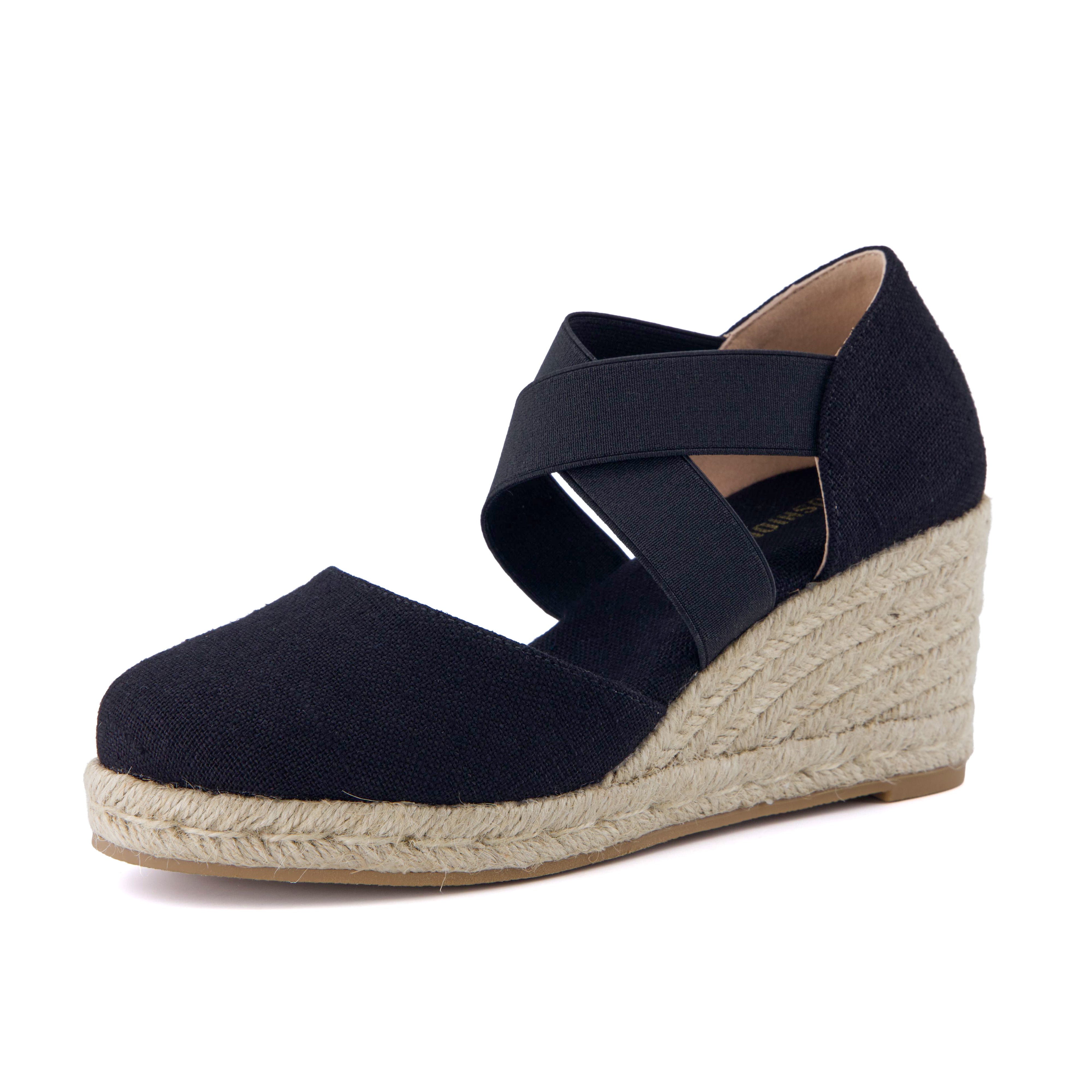 Chica Espadrille Wedge Sandals Black