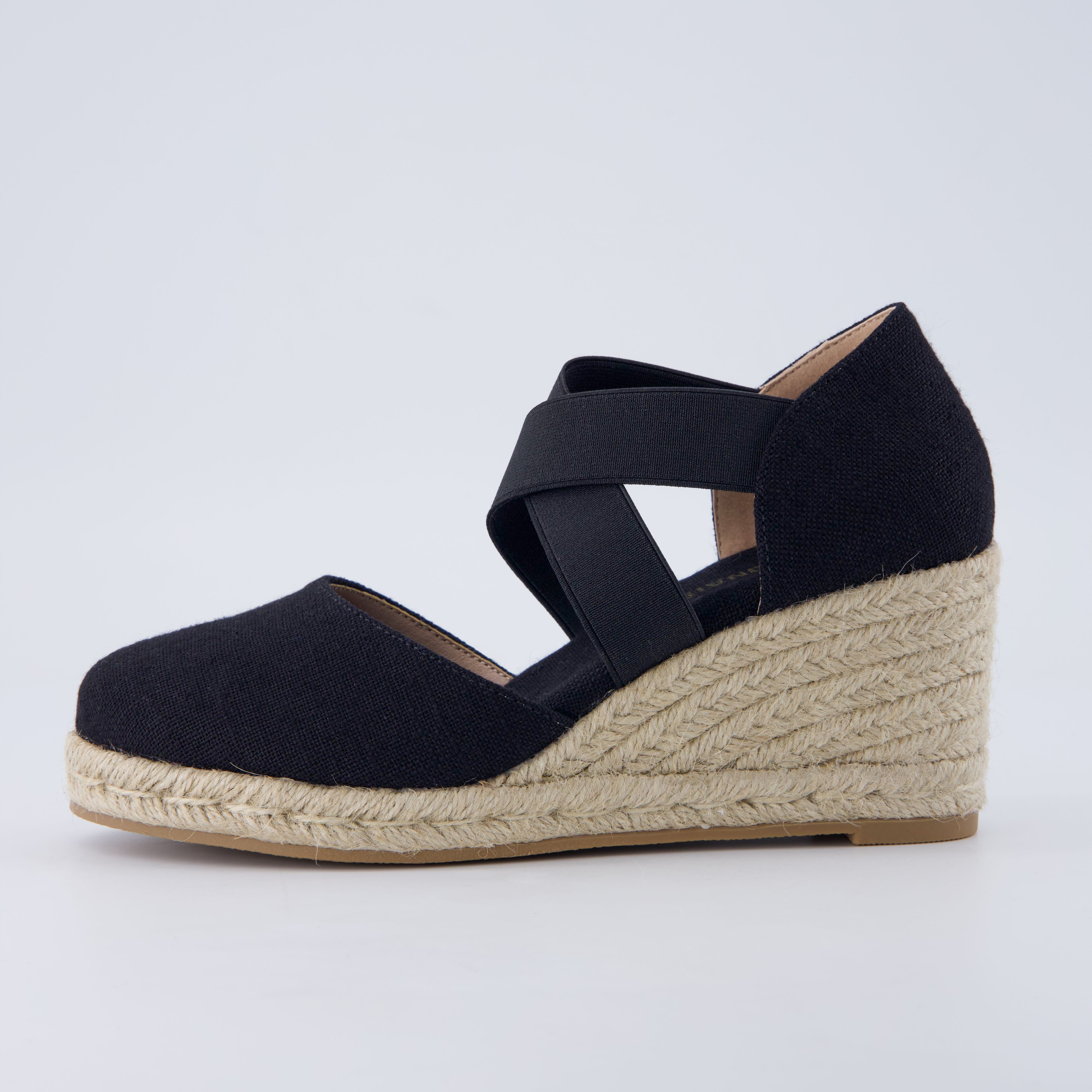 Chica Espadrille Wedge Sandals Black