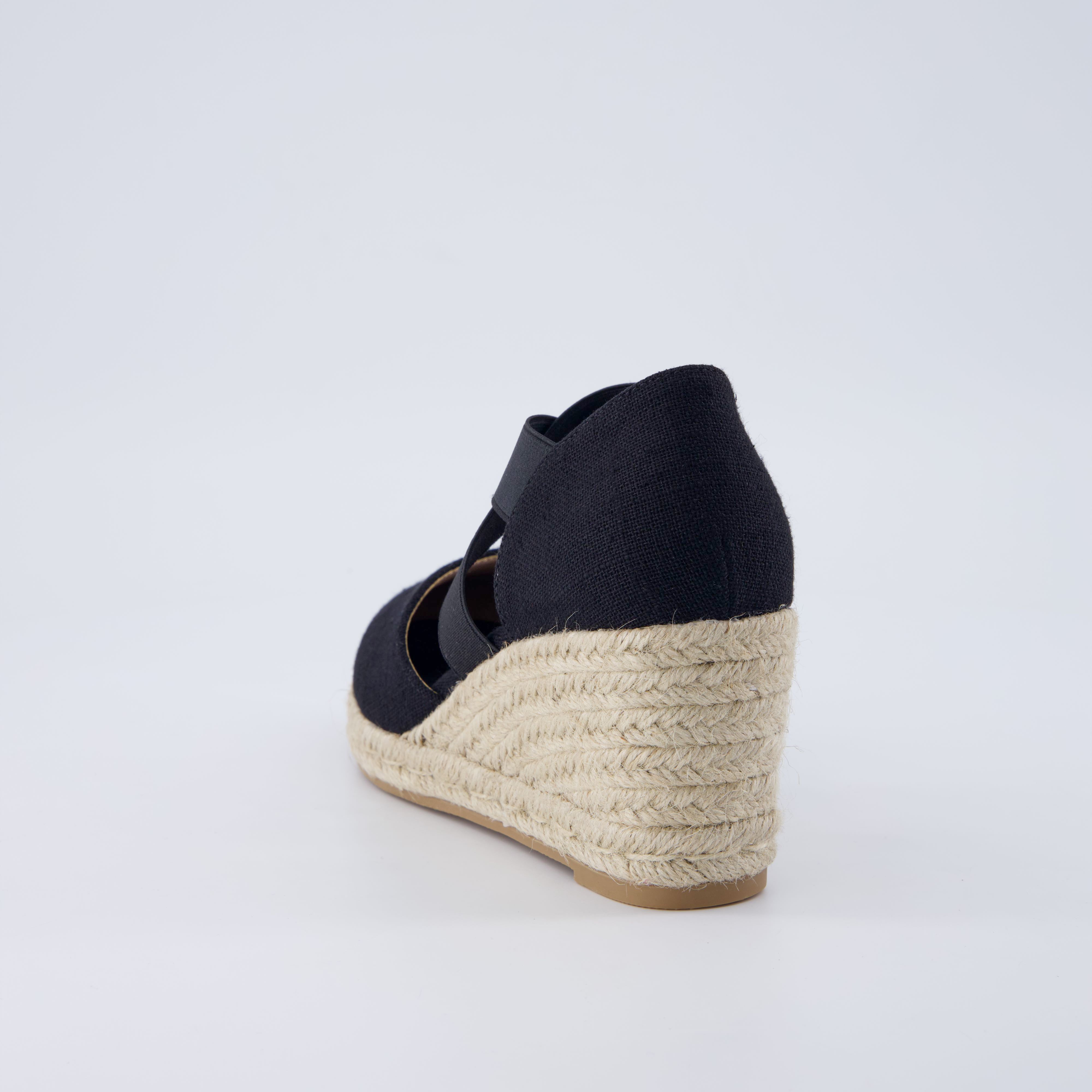 Chica Espadrille Wedge Sandals Black