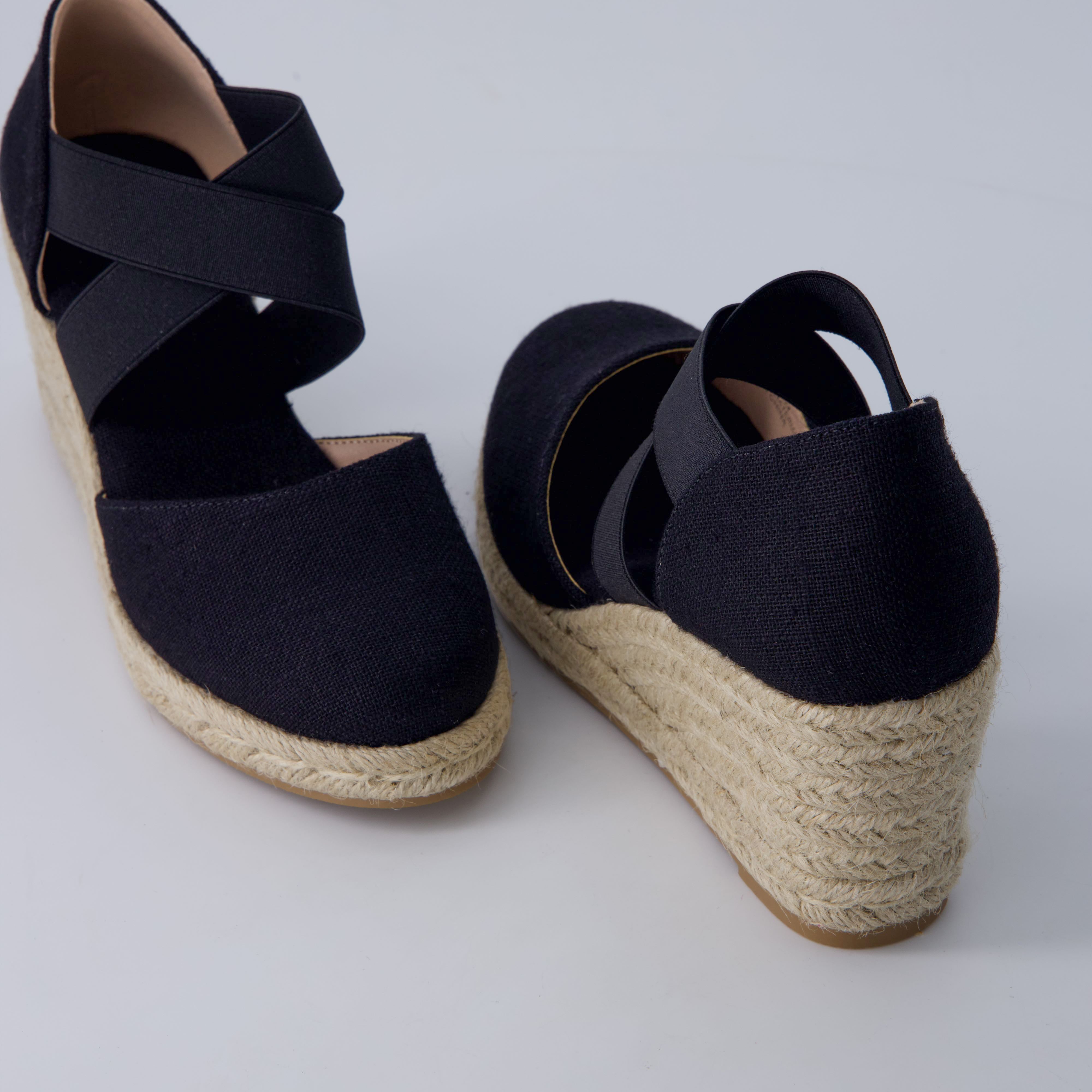 Chica Espadrille Wedge Sandals Black