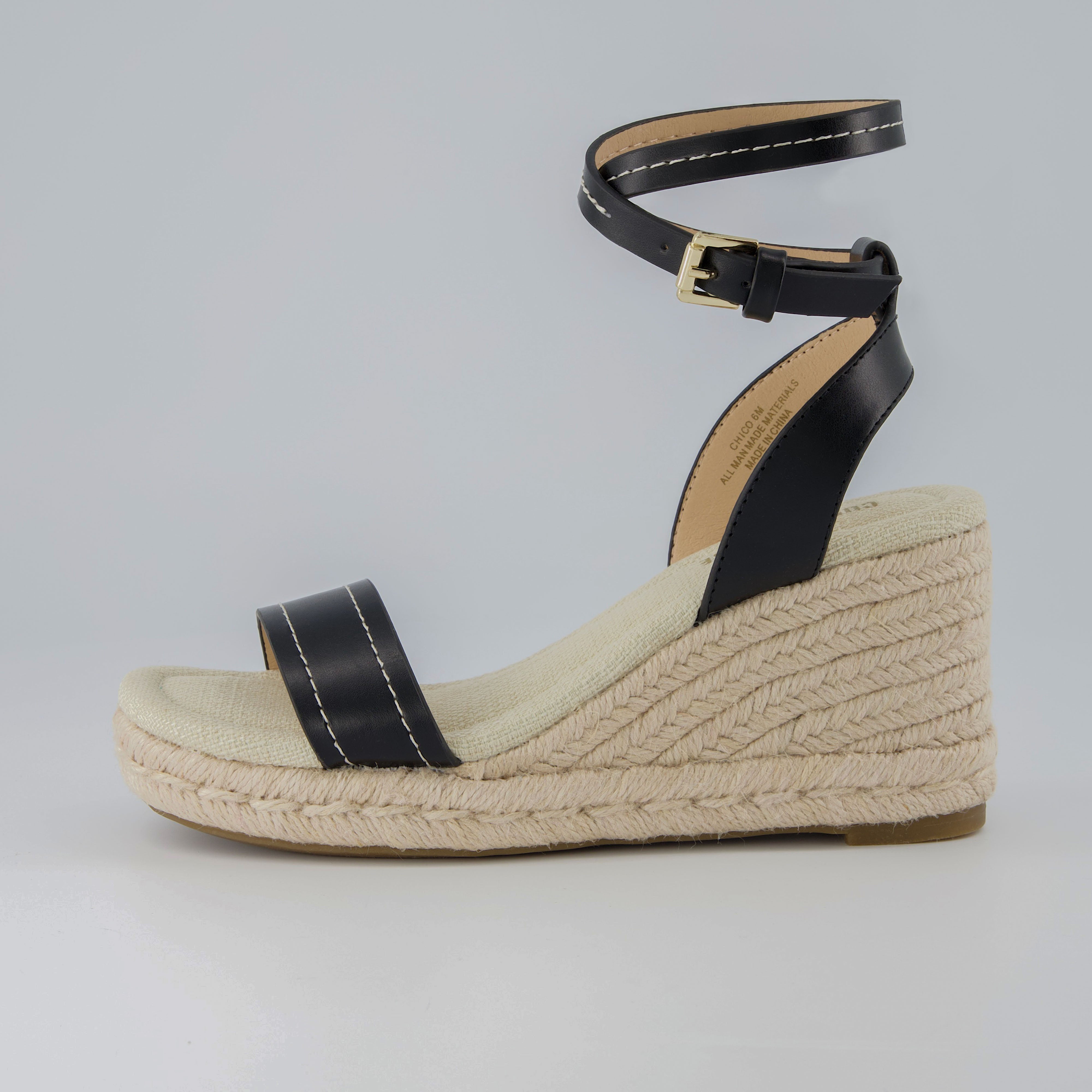 Chico Espadrille Wedge Sandal Black