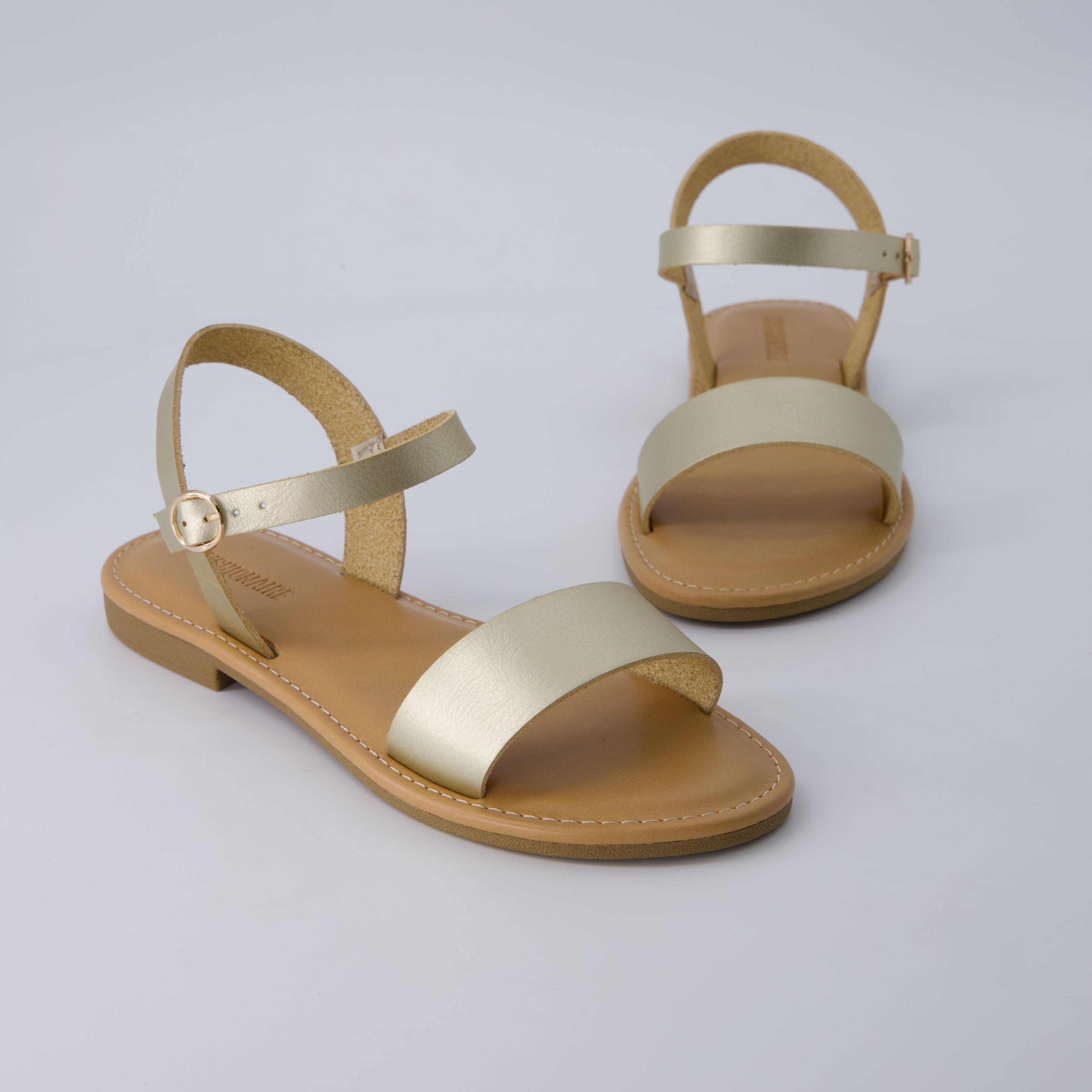 Clara Casual Flat Girls Sandals Gold Metallic Medium