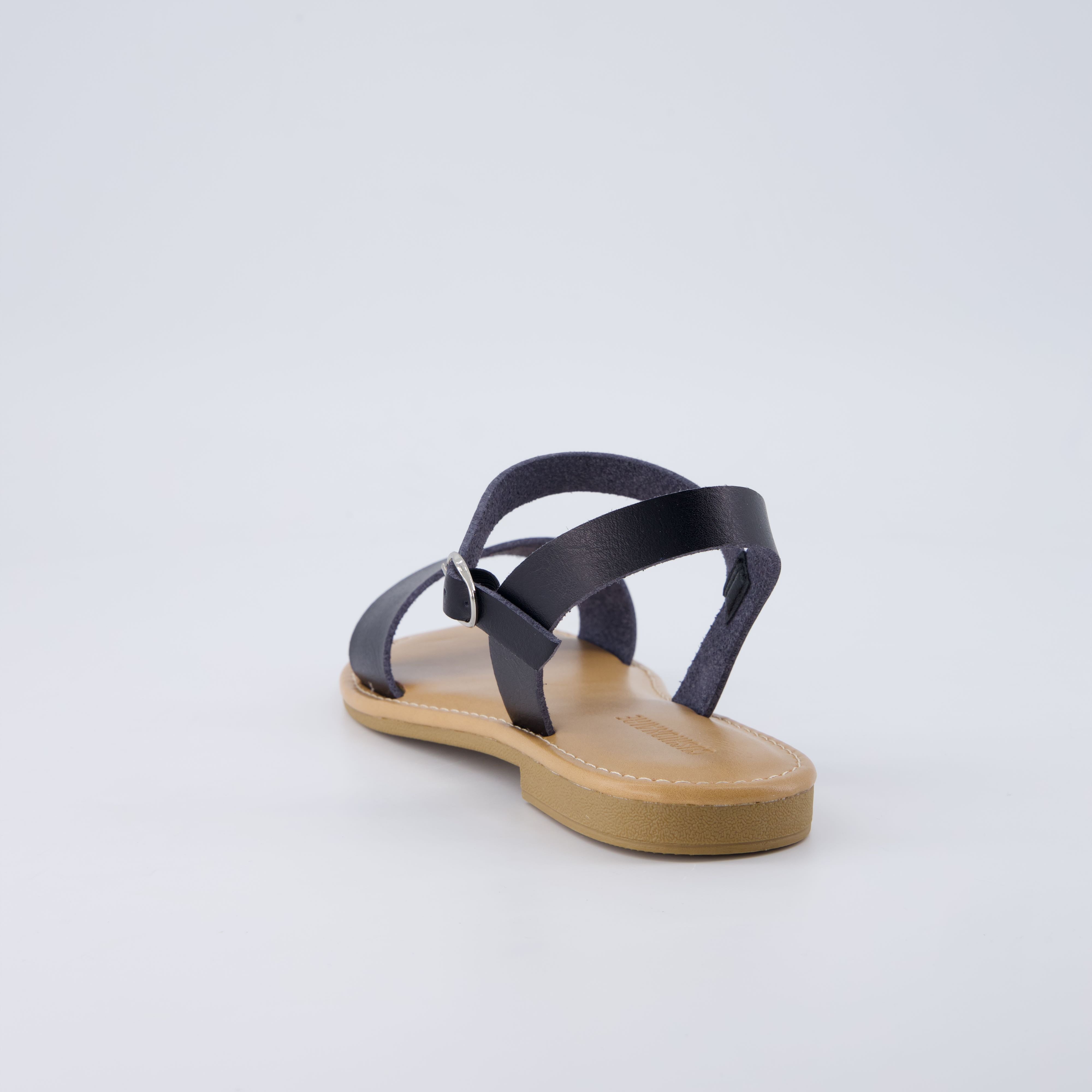 Clara Casual Flat Girls Sandals Black Smooth Medium