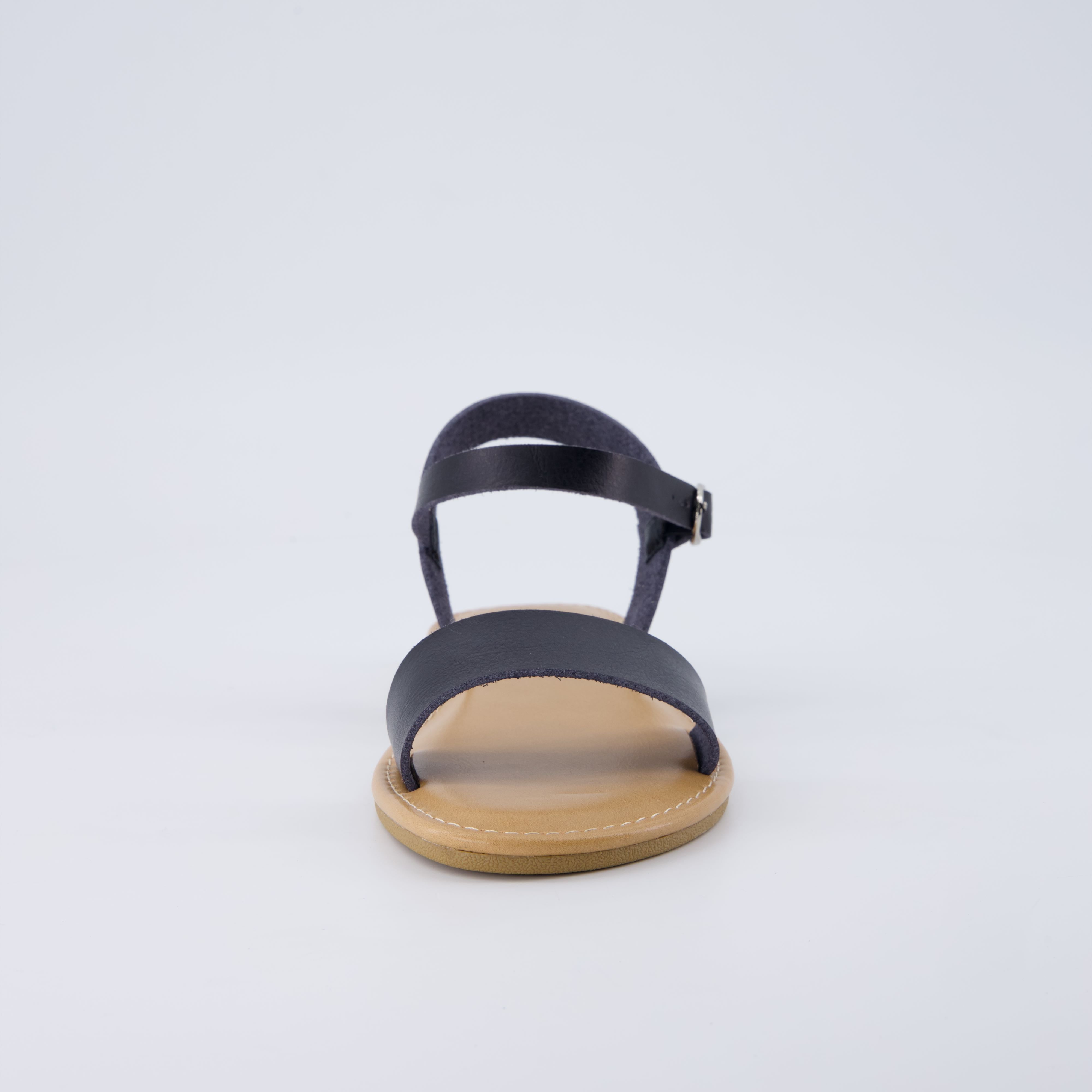 Clara Casual Flat Girls Sandals Black Smooth Medium