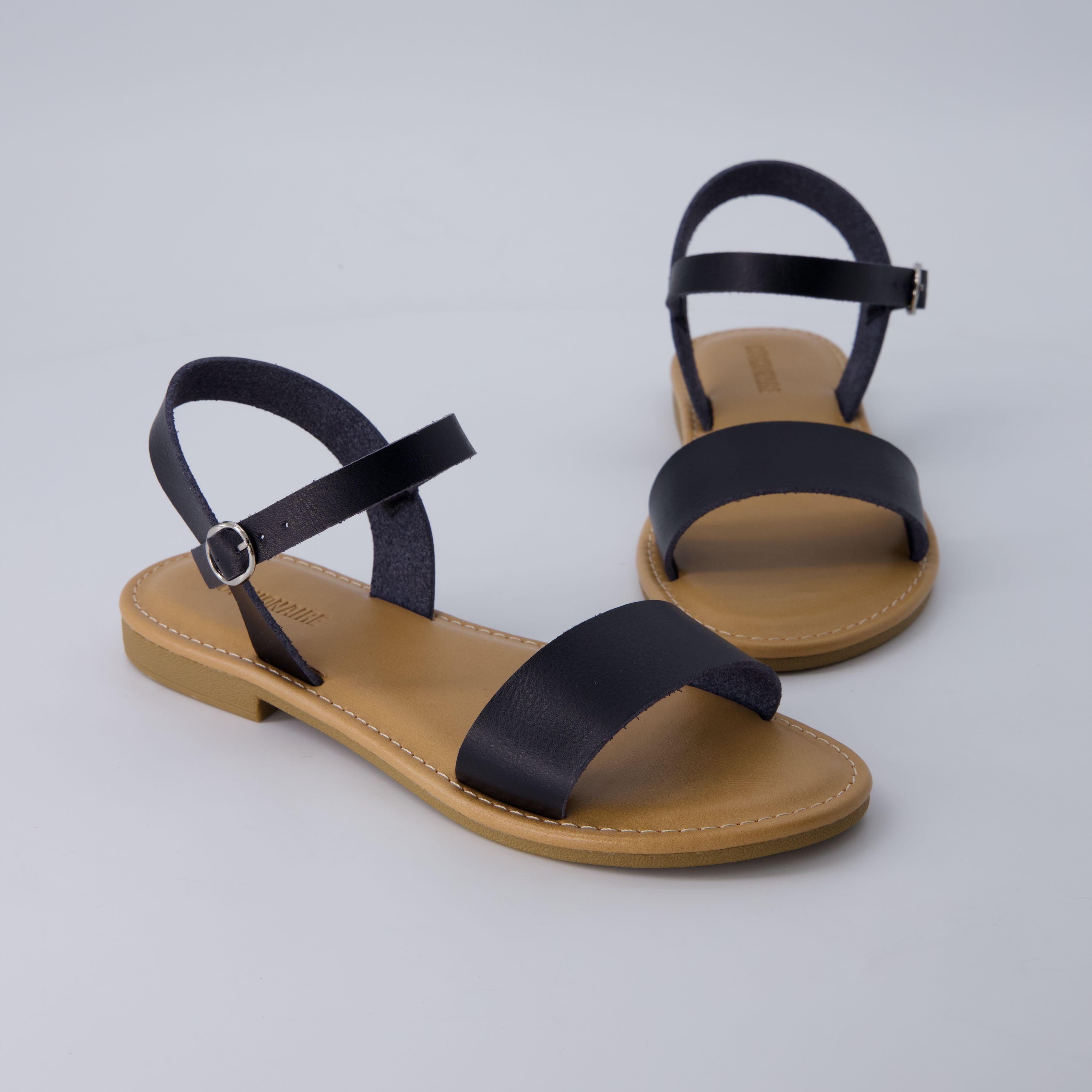 Clara Casual Flat Girls Sandals Black Smooth Medium