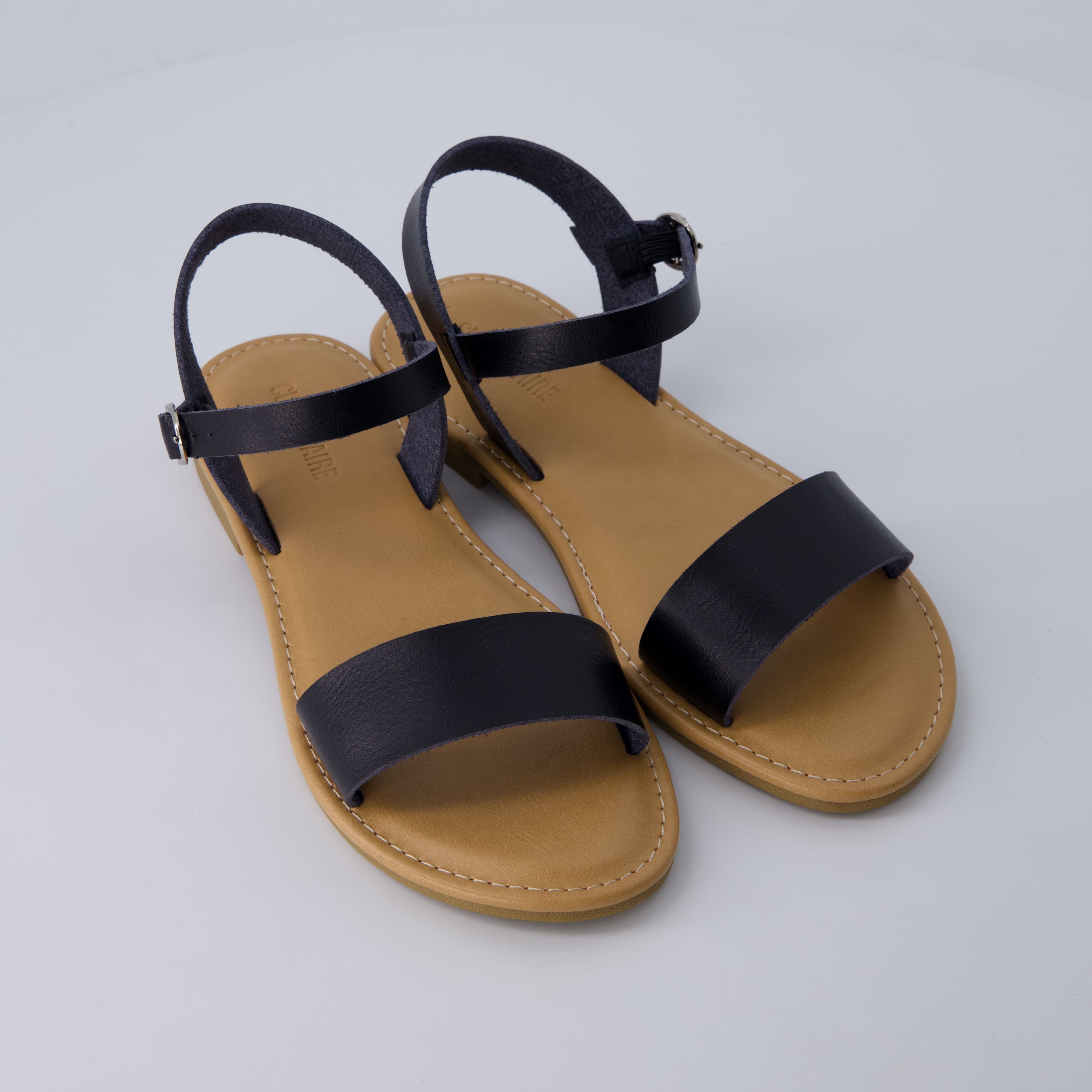 Clara Casual Flat Girls Sandals Black Smooth Medium
