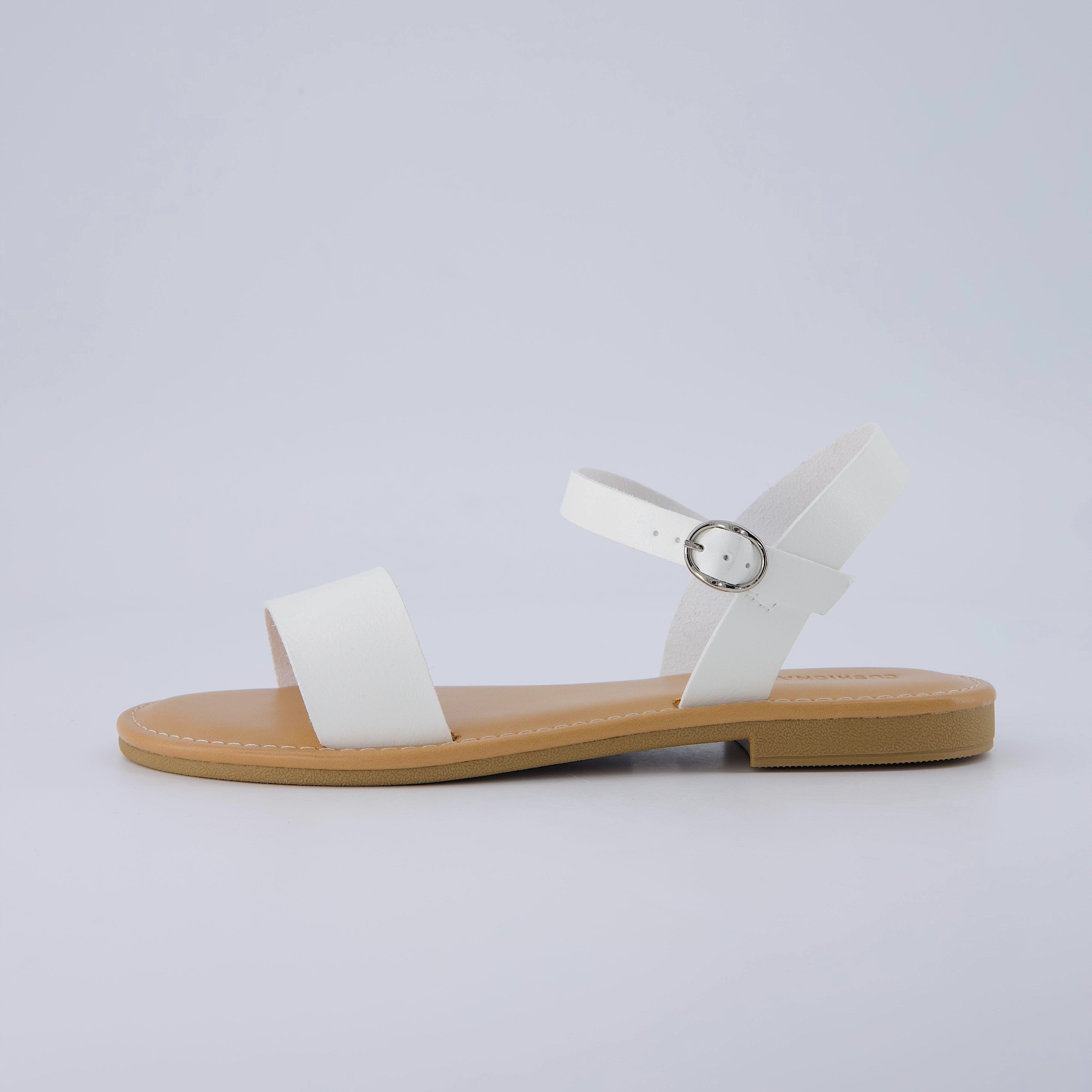 Clara Casual Flat Girls Sandals White Smooth Medium