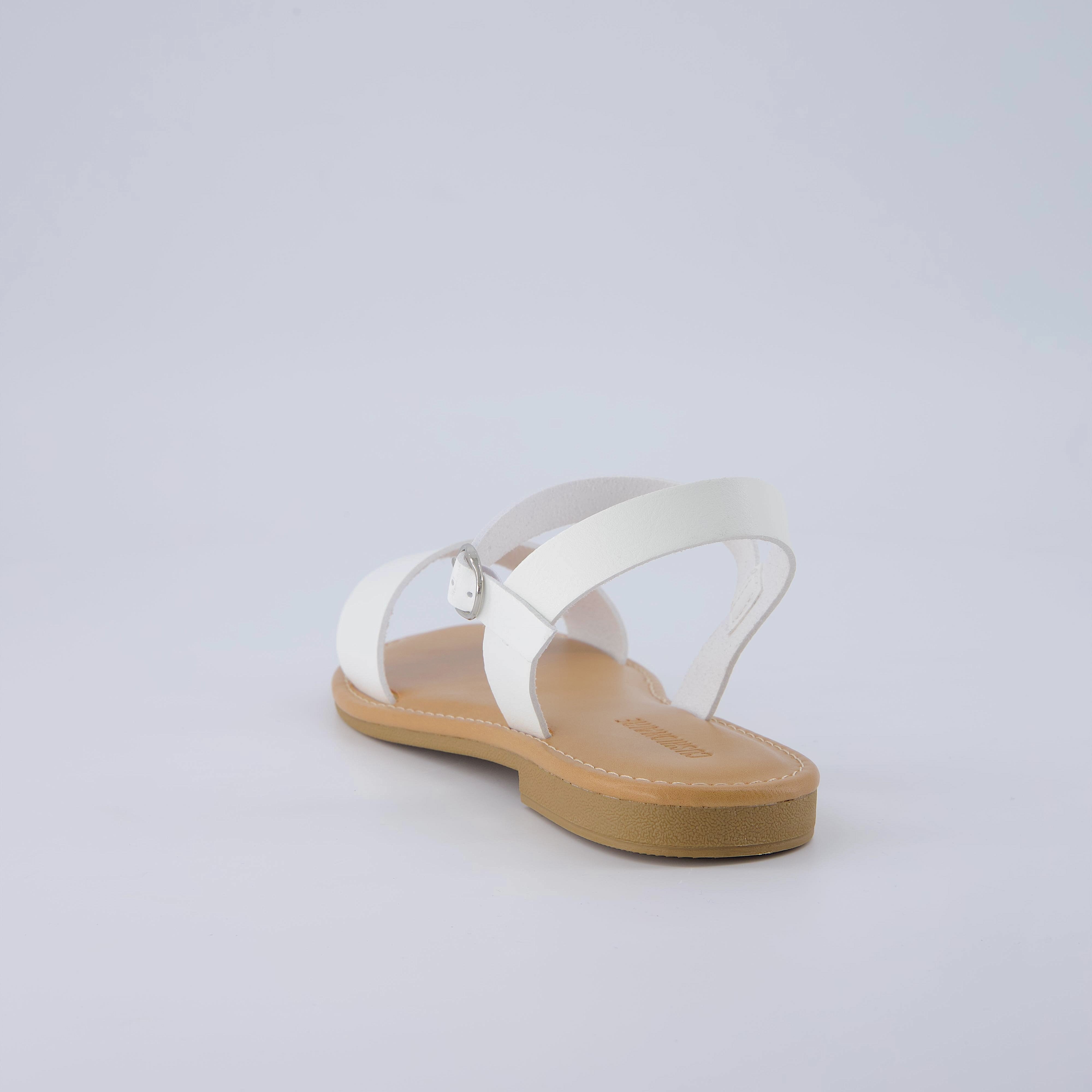 Clara Casual Flat Girls Sandals White Smooth Medium