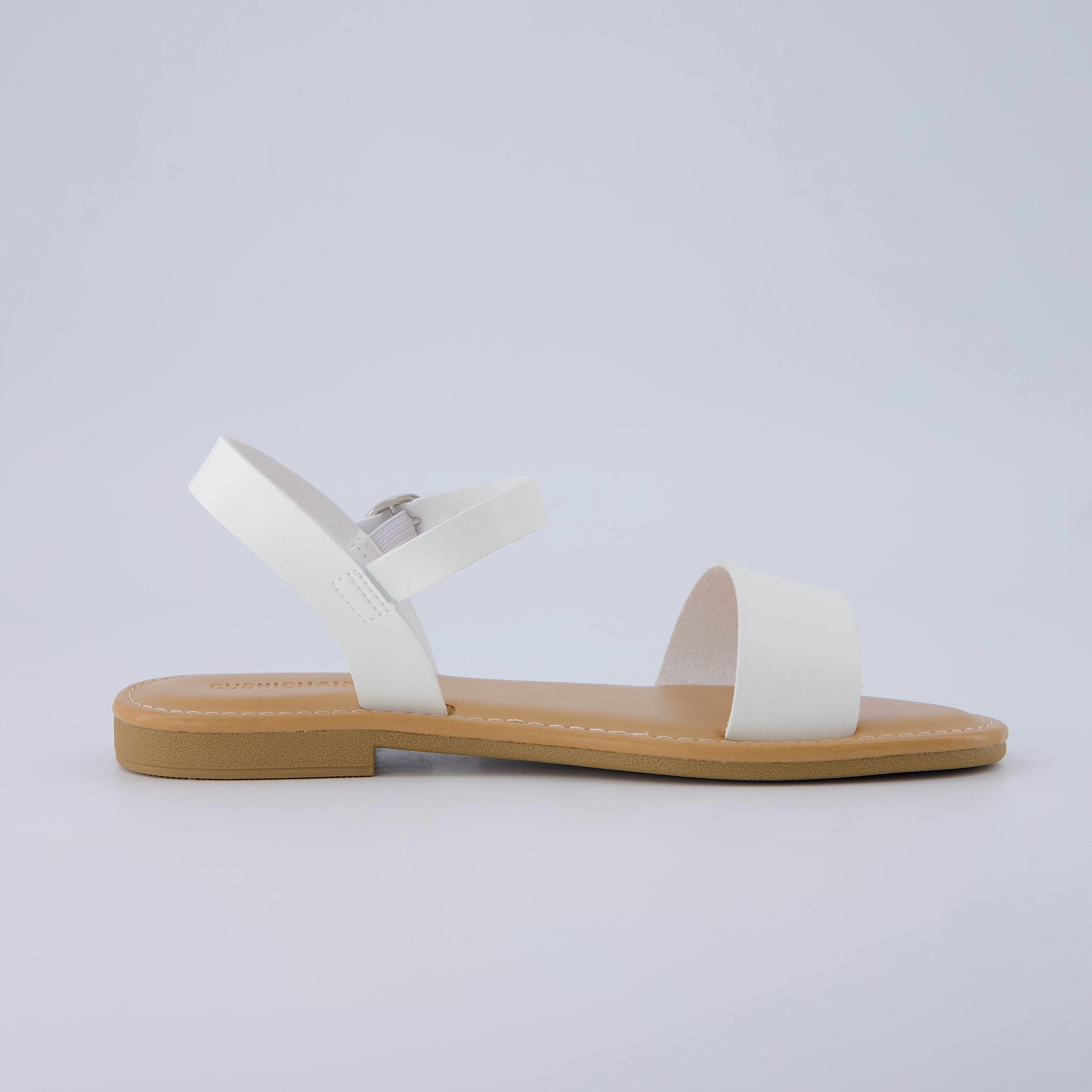 Clara Casual Flat Girls Sandals White Smooth Medium