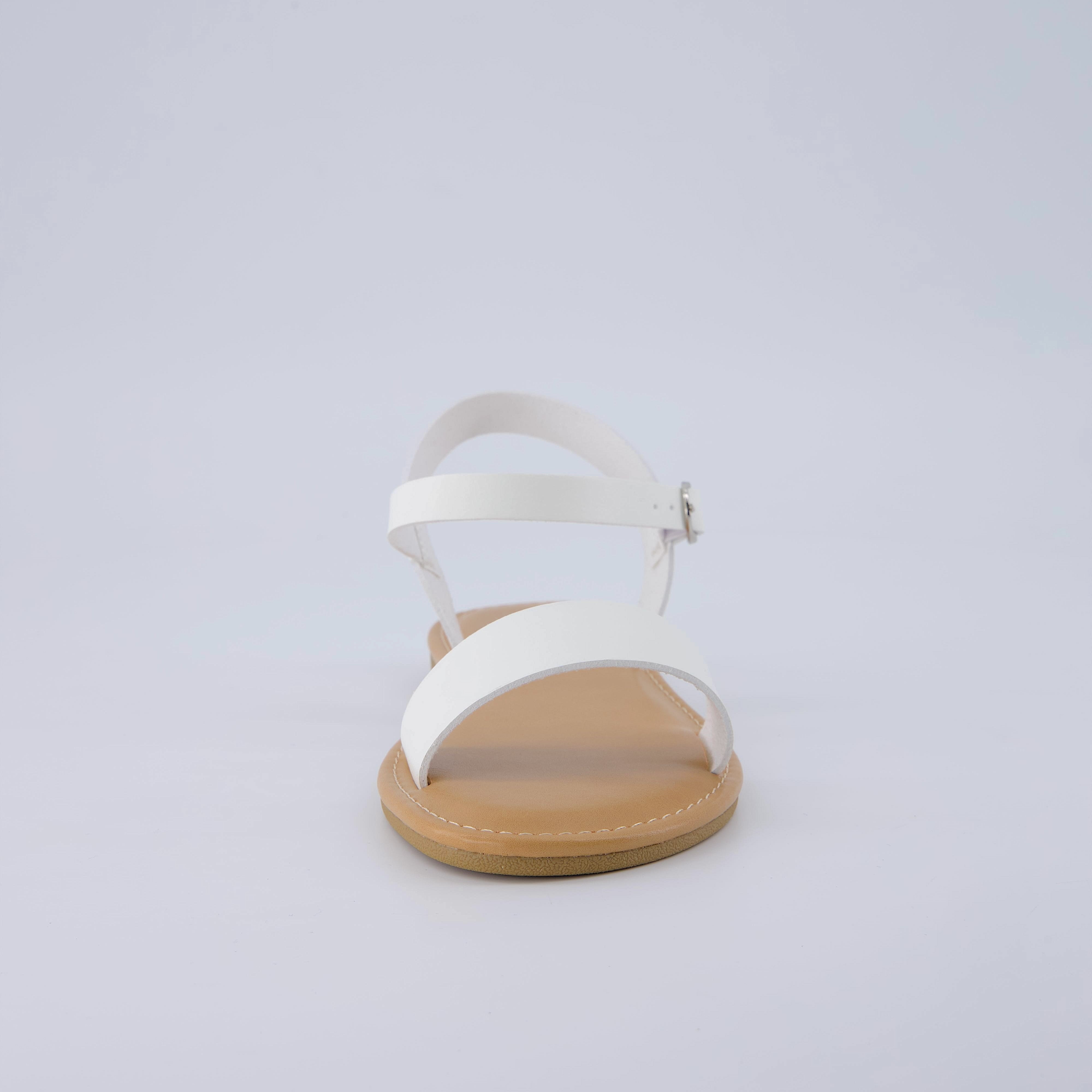 Clara Casual Flat Girls Sandals White Smooth Medium