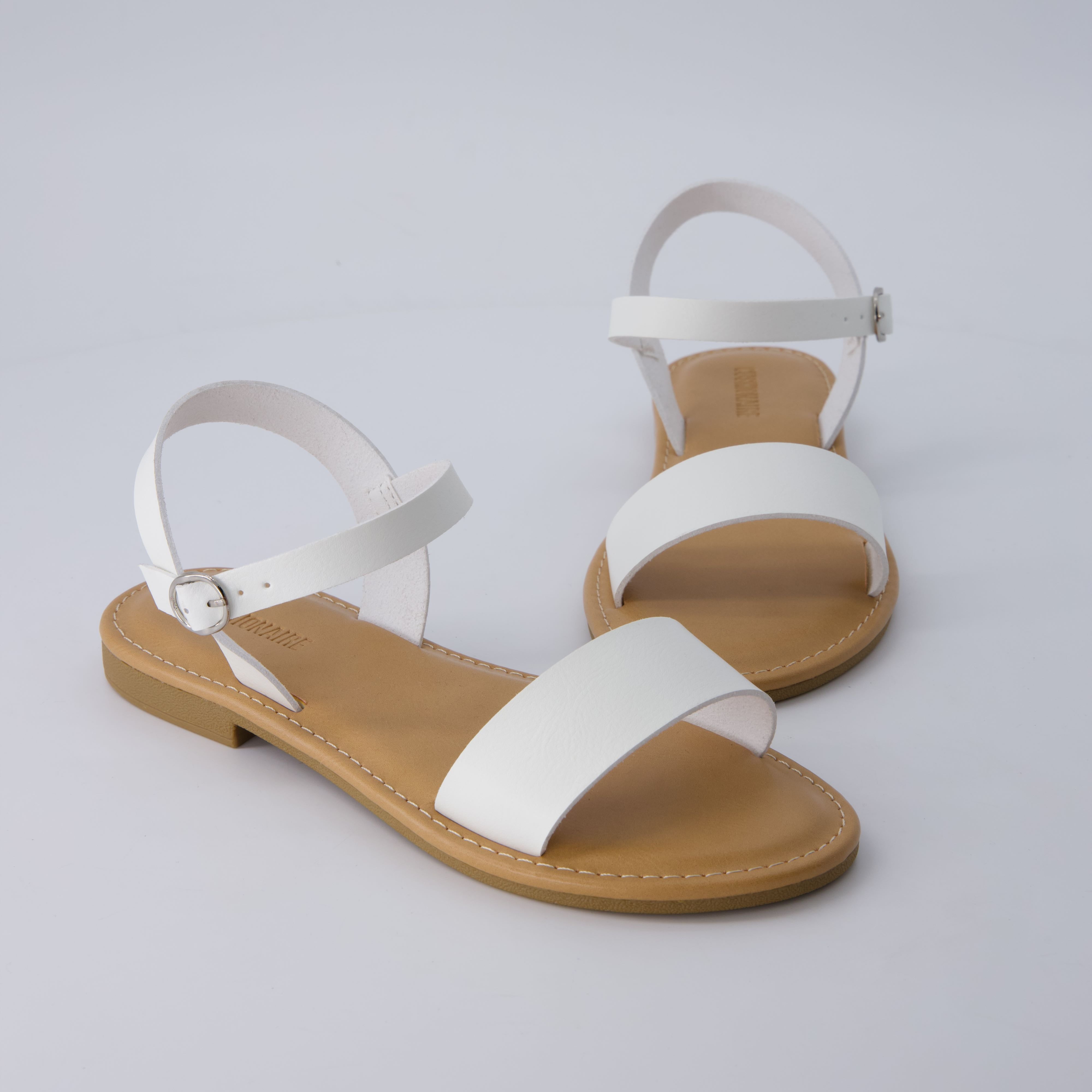 Clara Casual Flat Girls Sandals White Smooth Medium