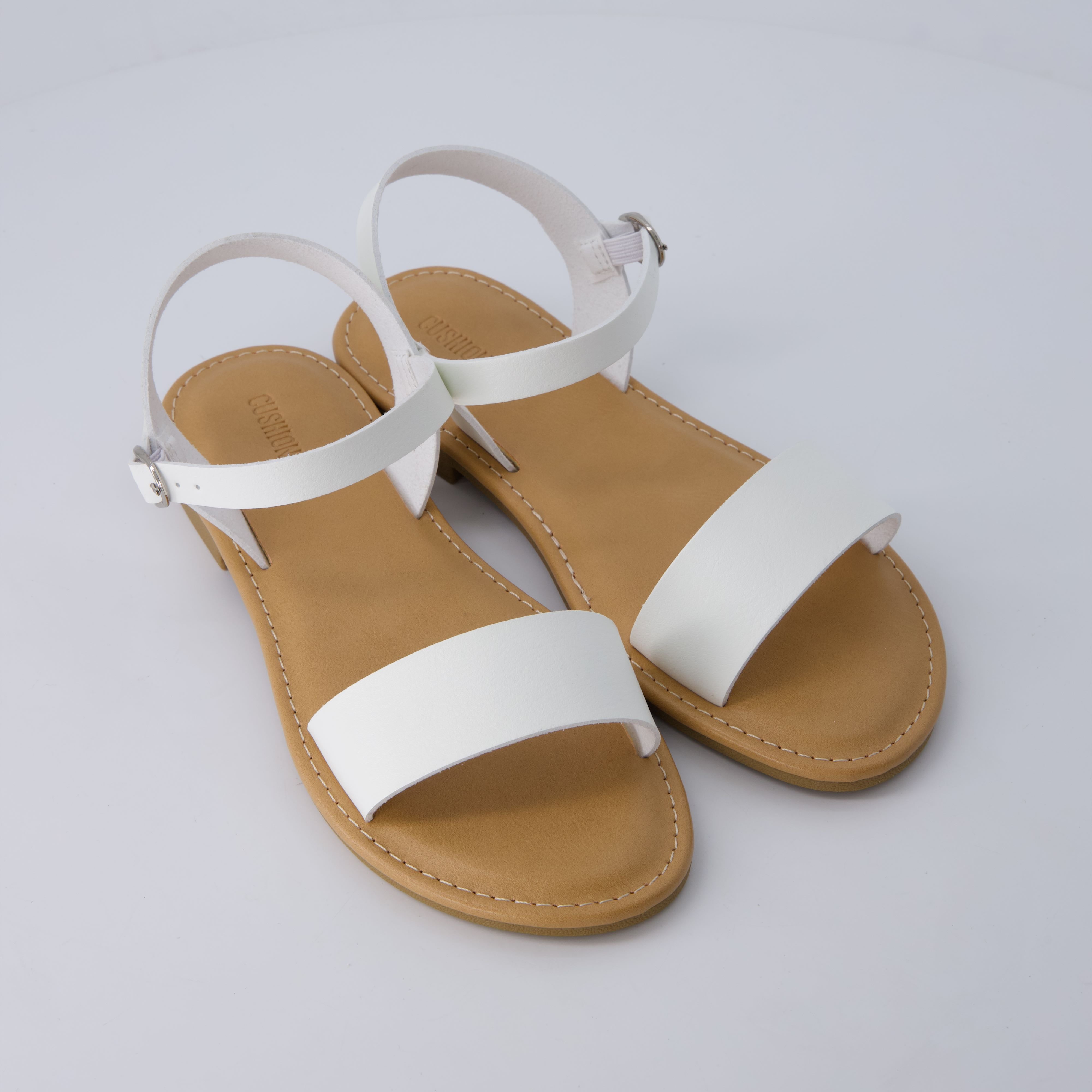 Clara Casual Flat Girls Sandals White Smooth Medium