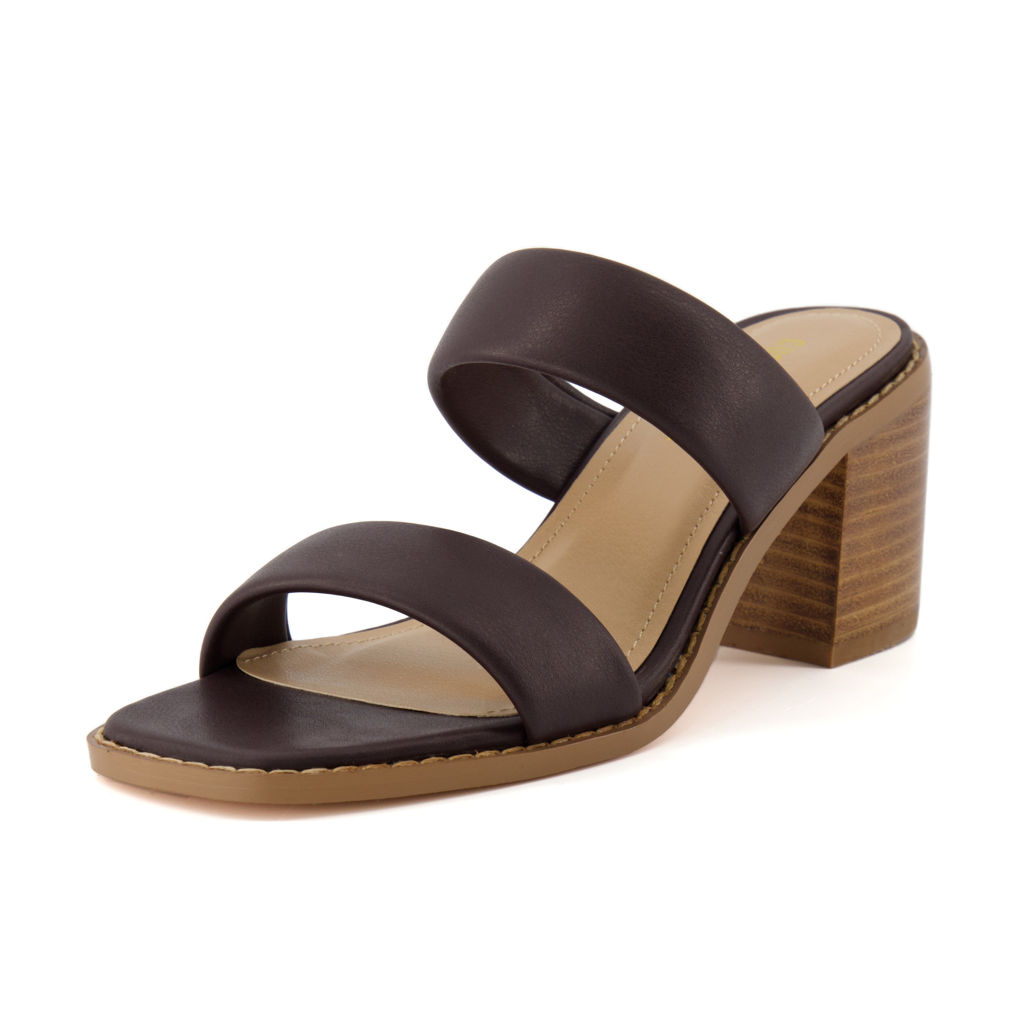 Clever Block Heeled Sandal Dark Brown