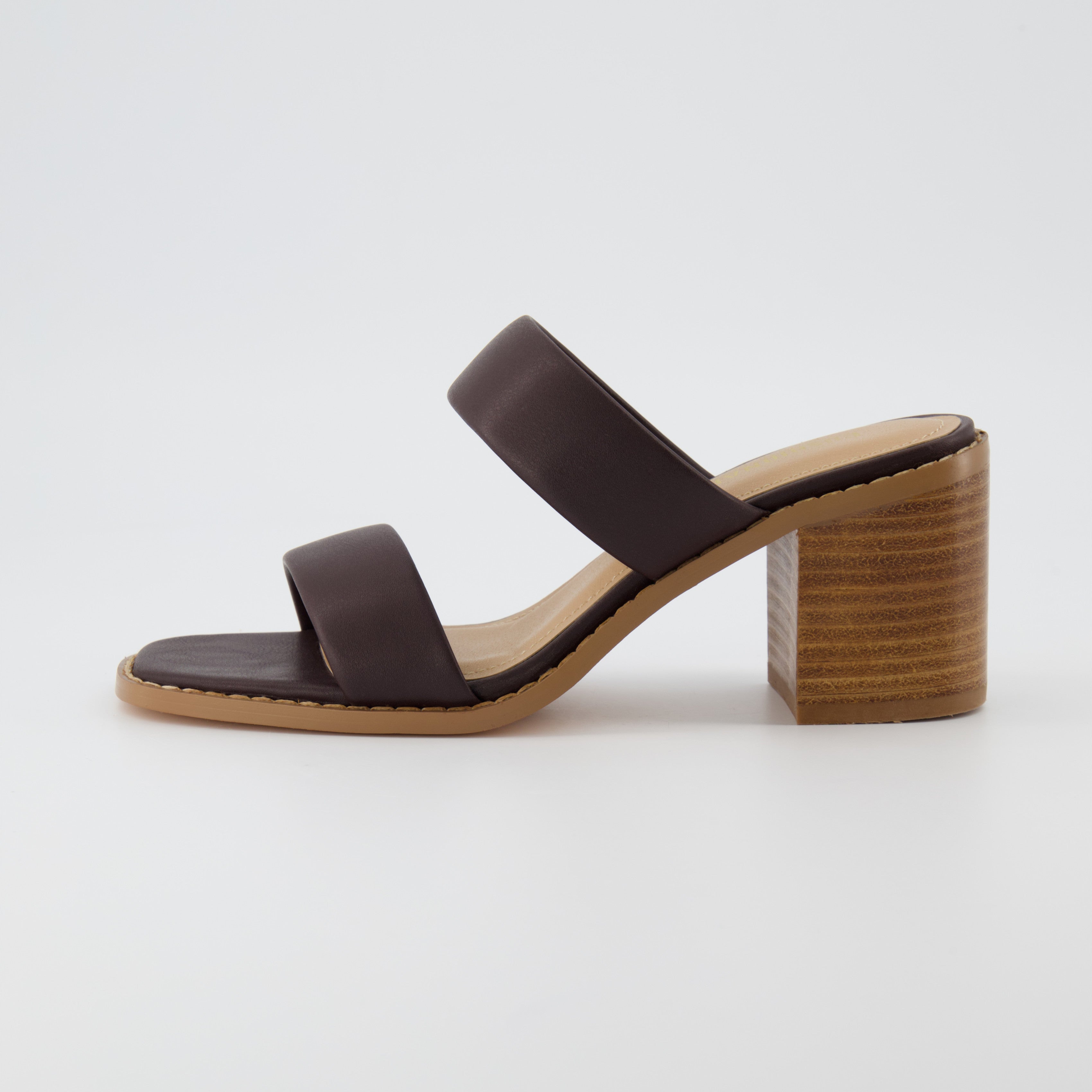 Clever Block Heeled Sandal Dark Brown