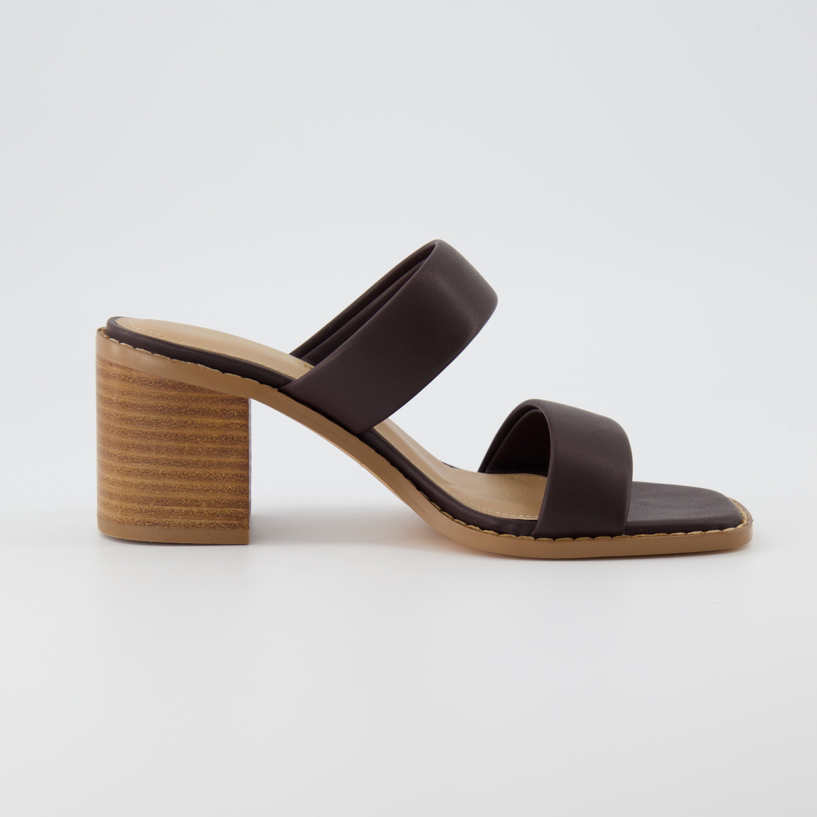 Clever Block Heeled Sandal Dark Brown