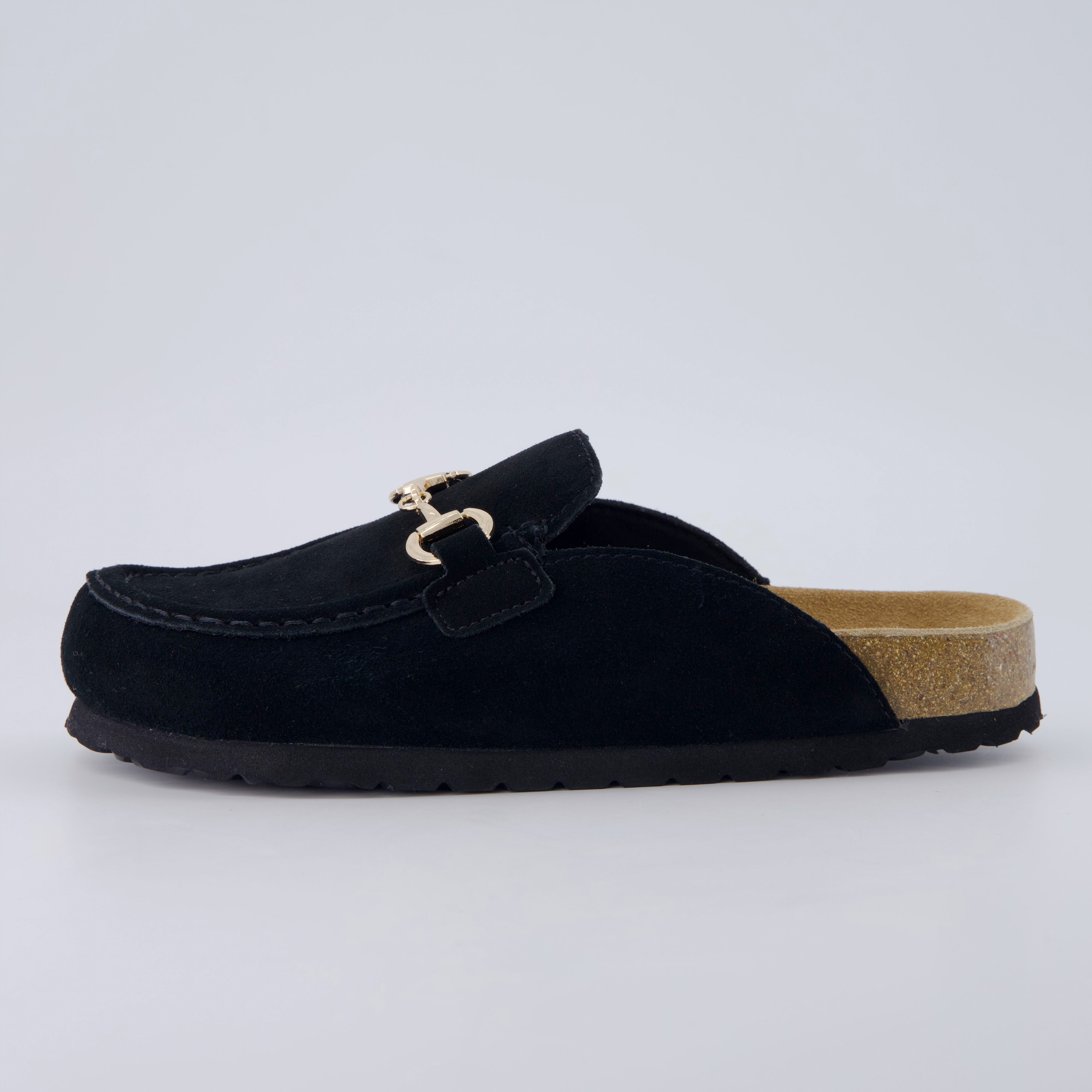 Cliff Suede Clog Mules Black
