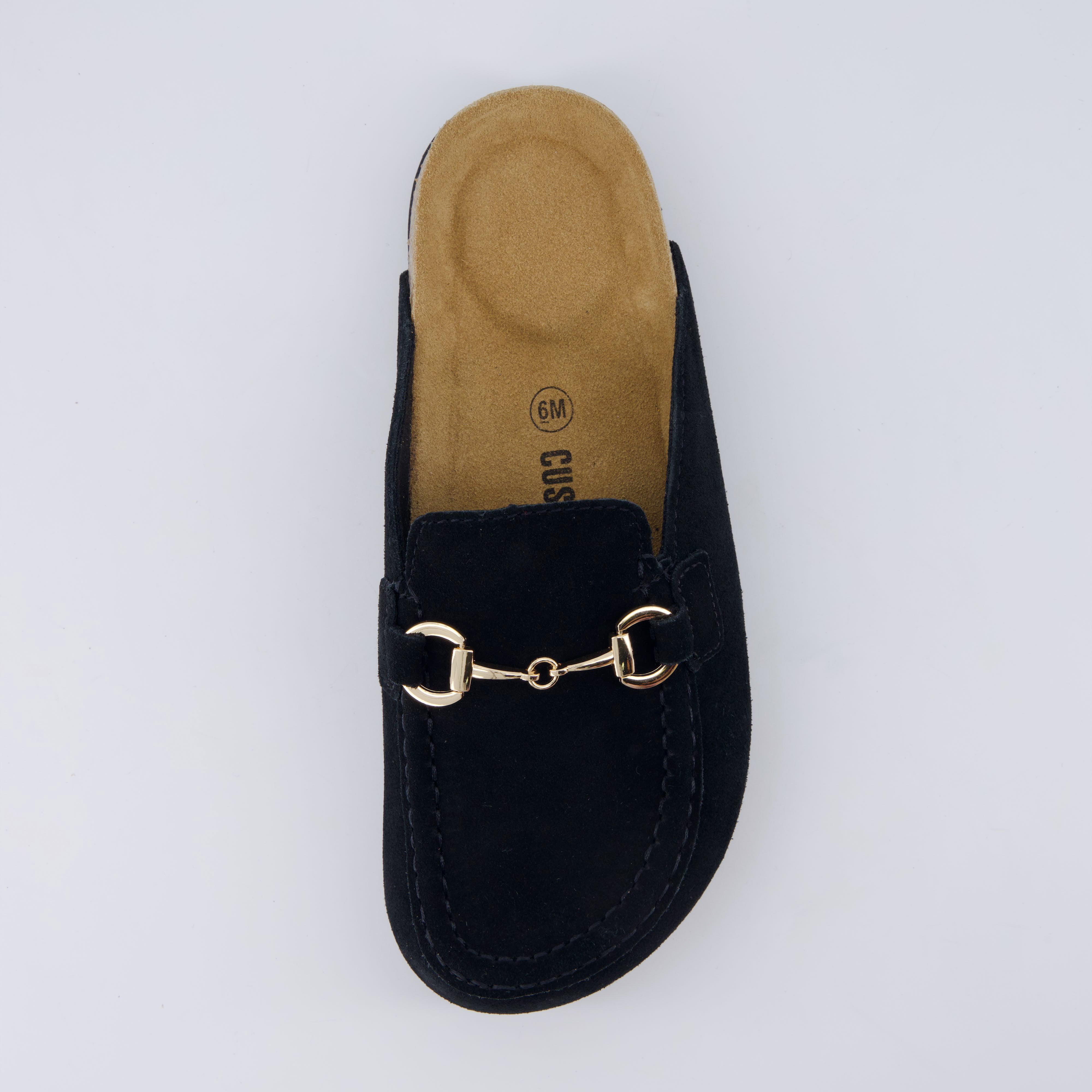 Cliff Suede Clog Mules Black