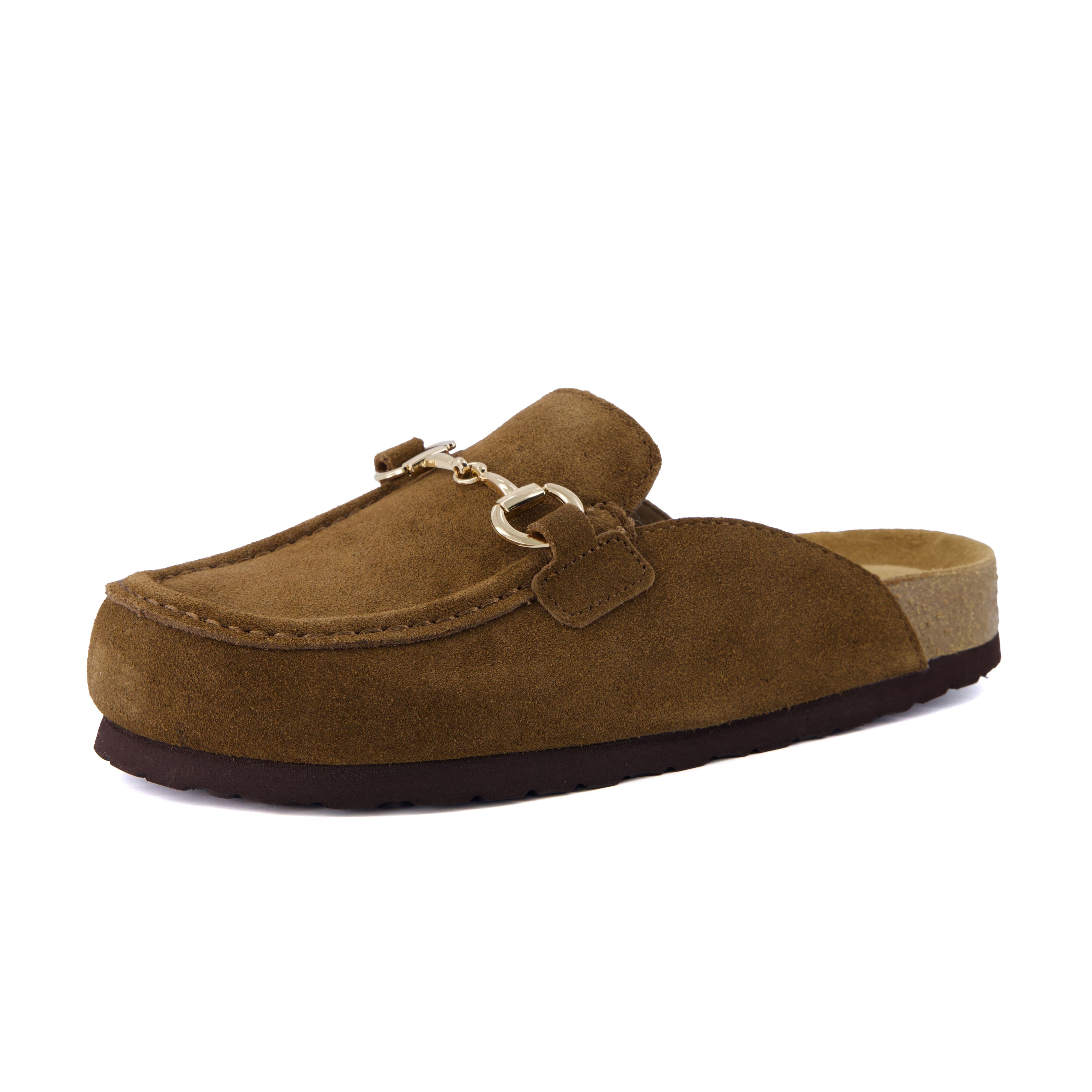Cliff Suede Clog Mules Brown