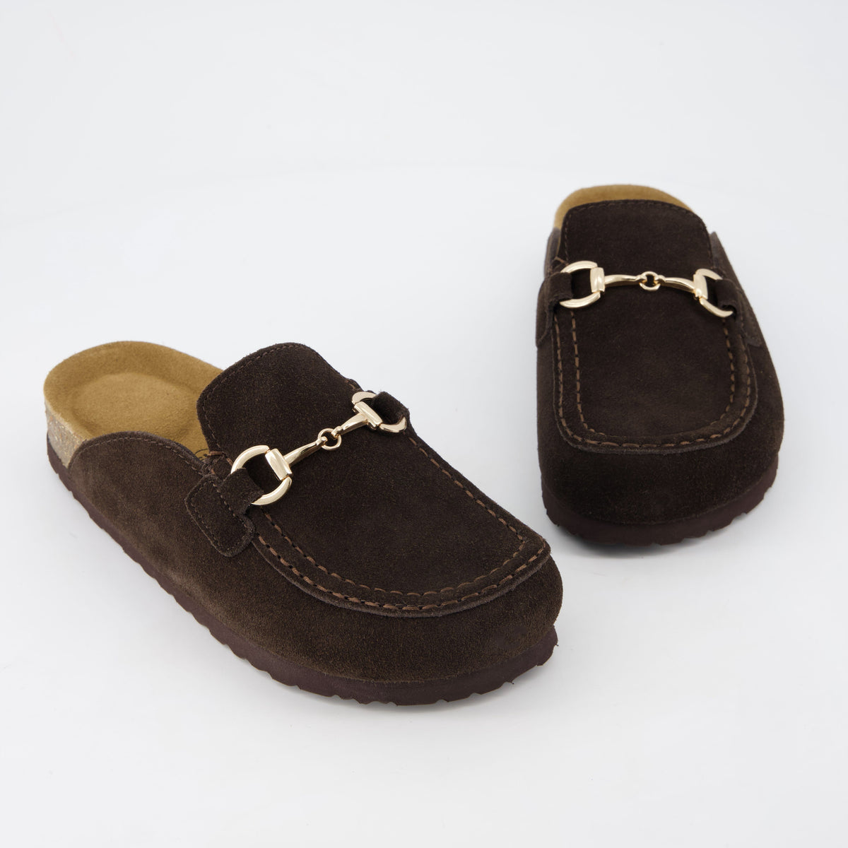 Cliff Suede Clog Mules Chocolate
