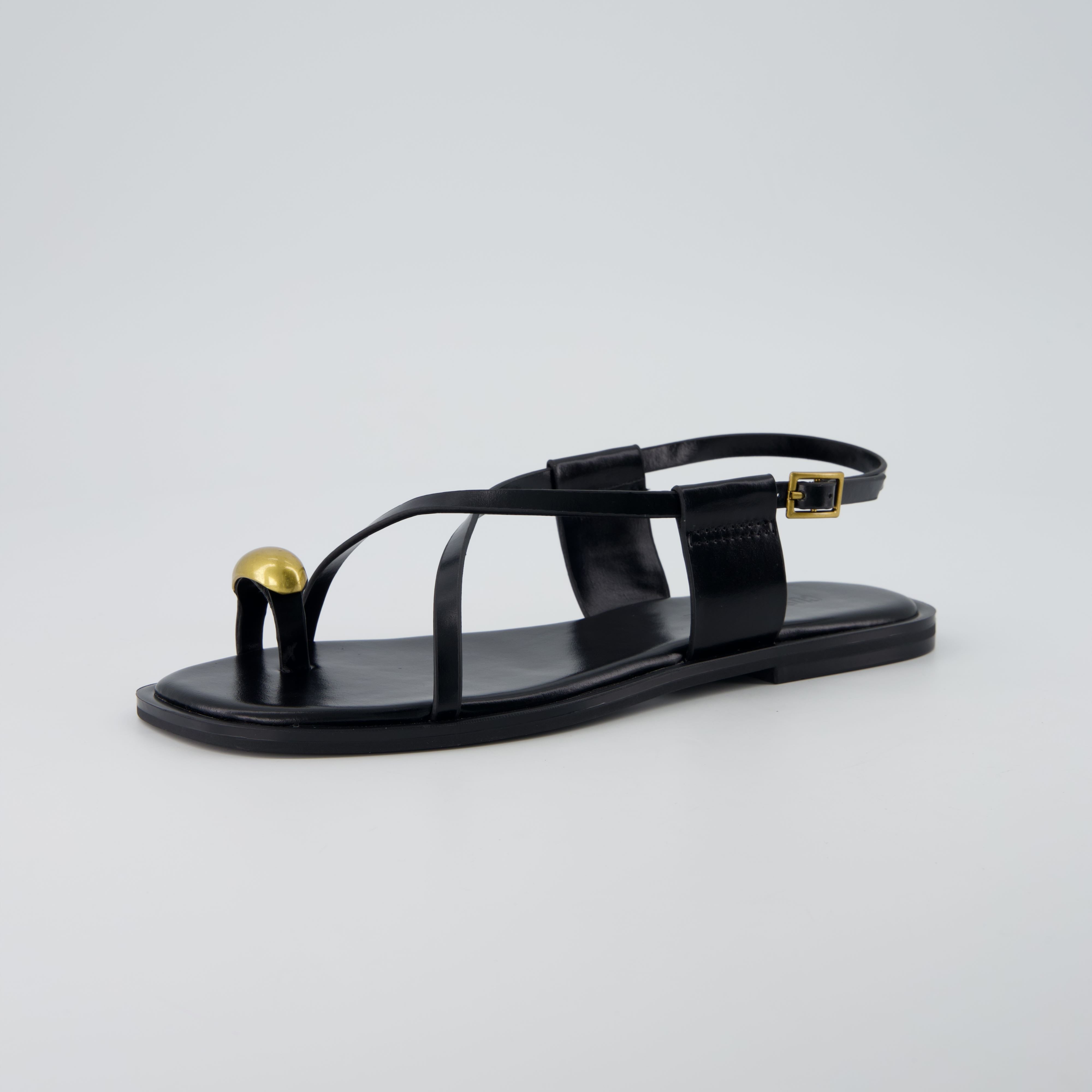 Corfu Flat Sandals BLACK