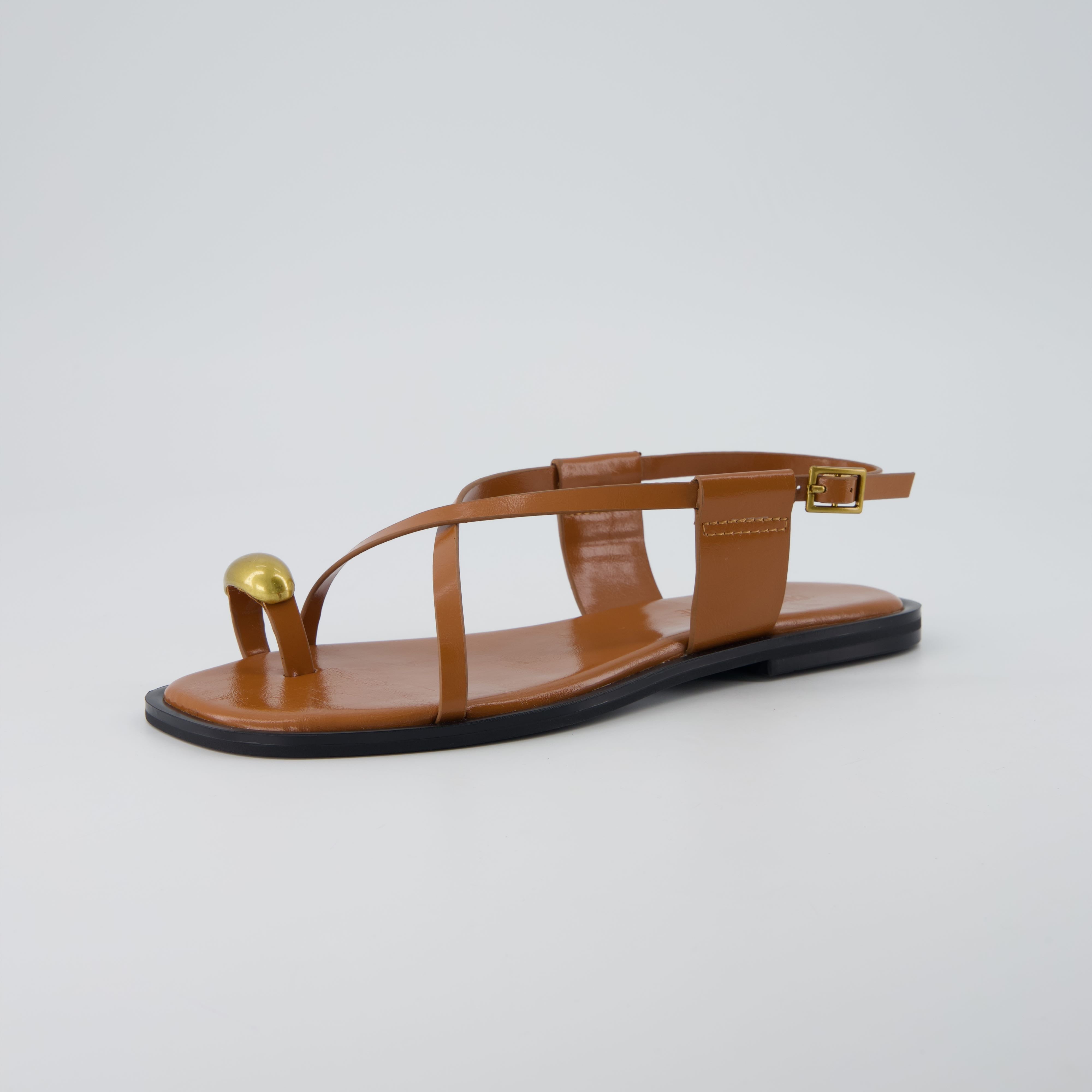 Corfu Flat Sandals COGNAC