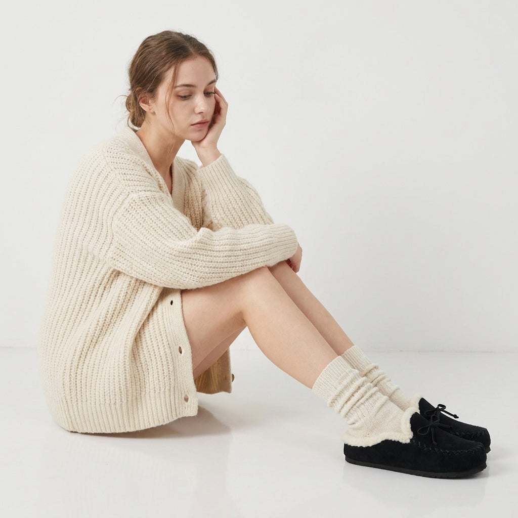 Creek Genuine Suede Slippers Black