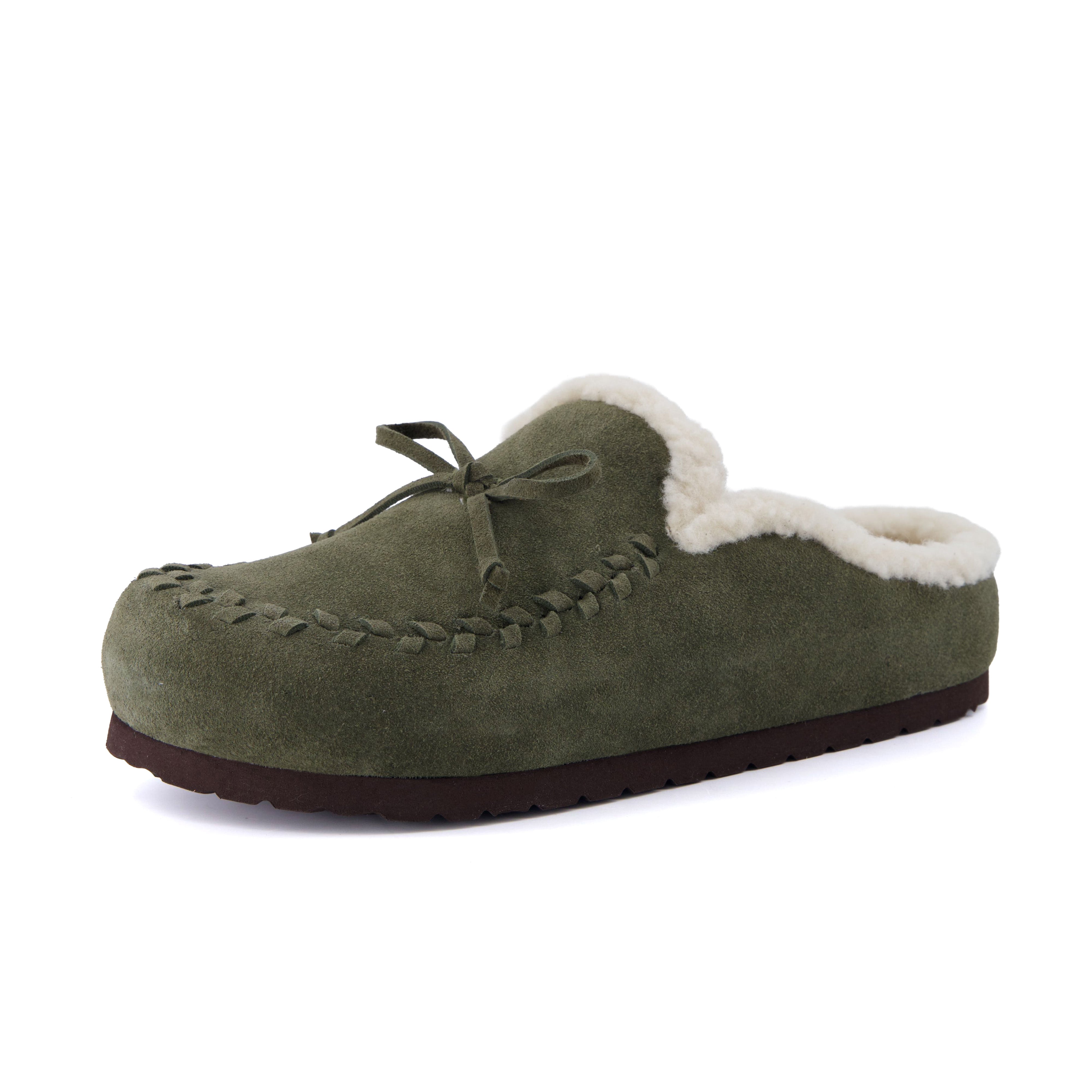 Creek Genuine Suede Slippers Khaki