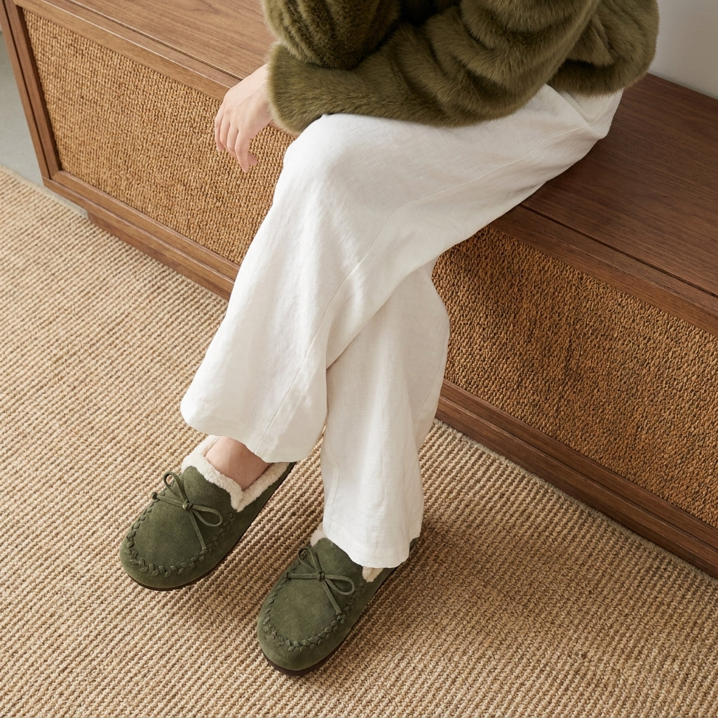 Creek Genuine Suede Slippers Khaki