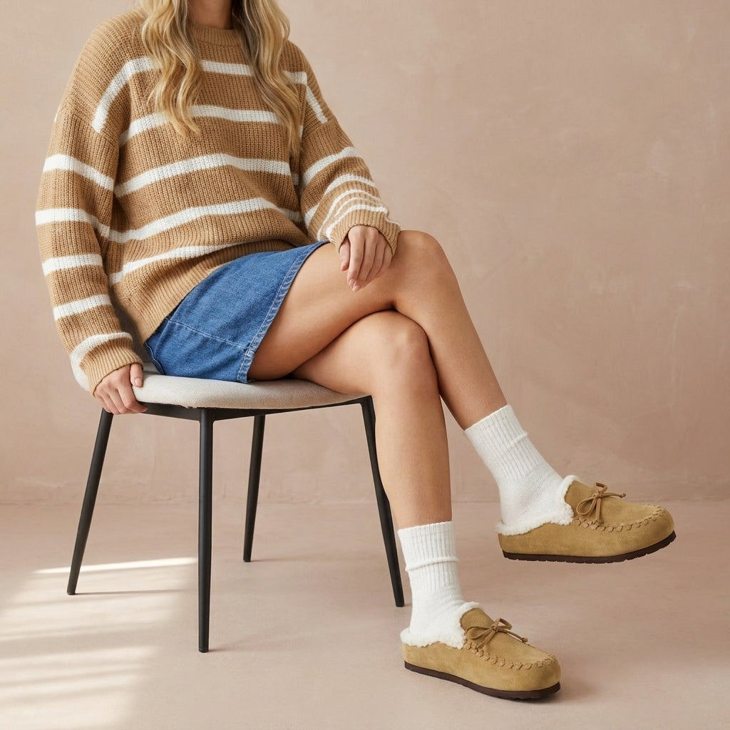 Creek Genuine Suede Slippers Sand