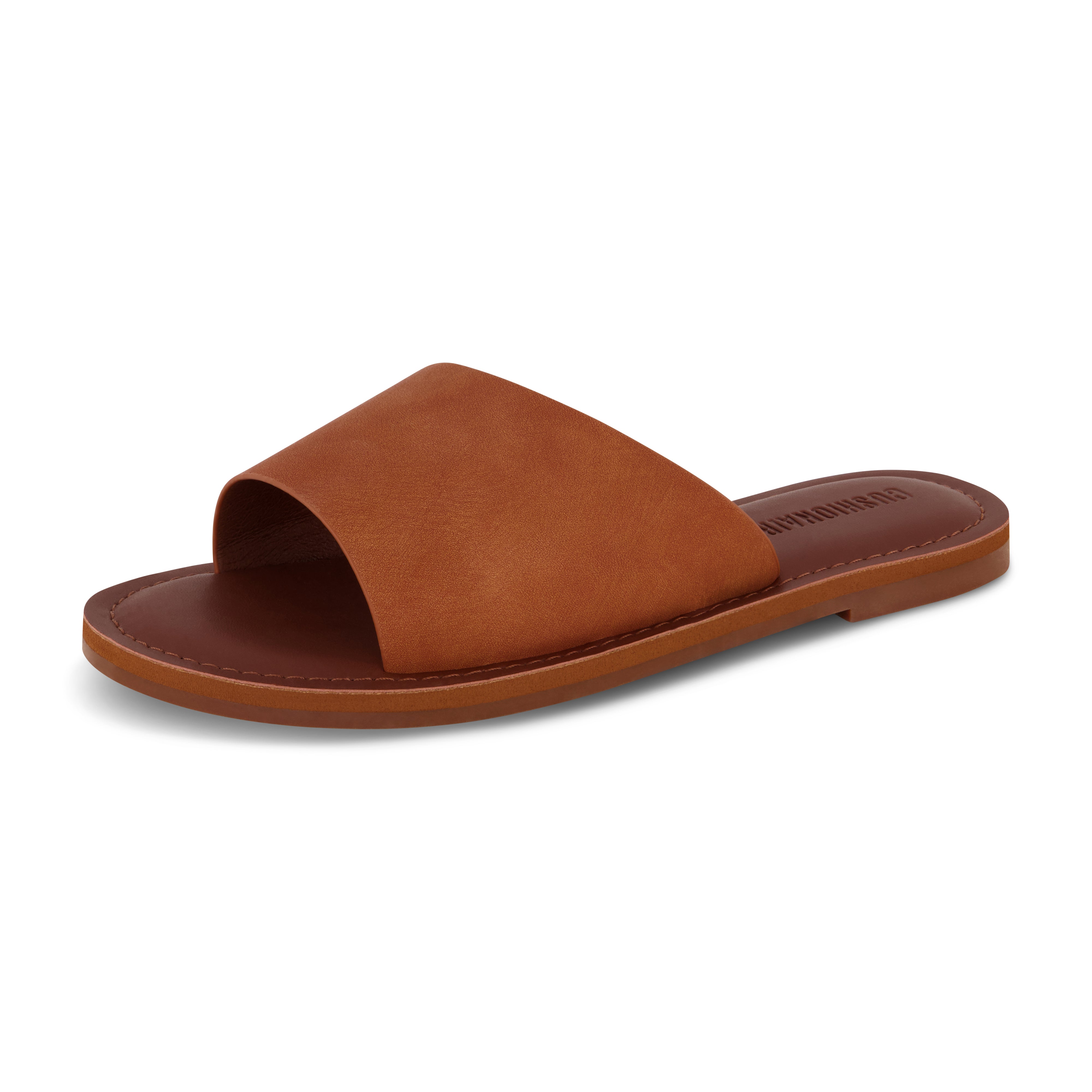 Carly One Band Slide Sandal Rust Vegan Suede