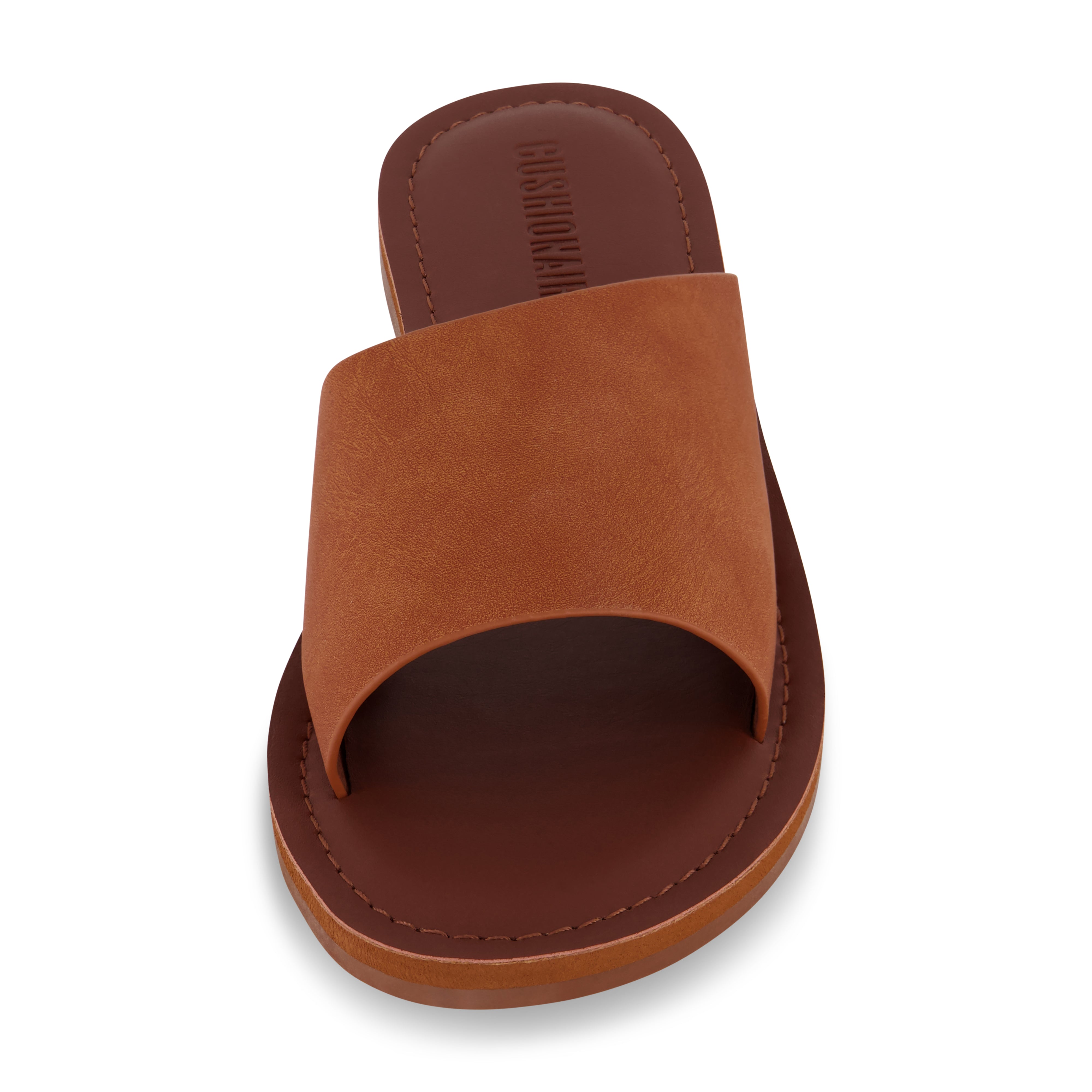 Carly One Band Slide Sandal Rust Vegan Suede