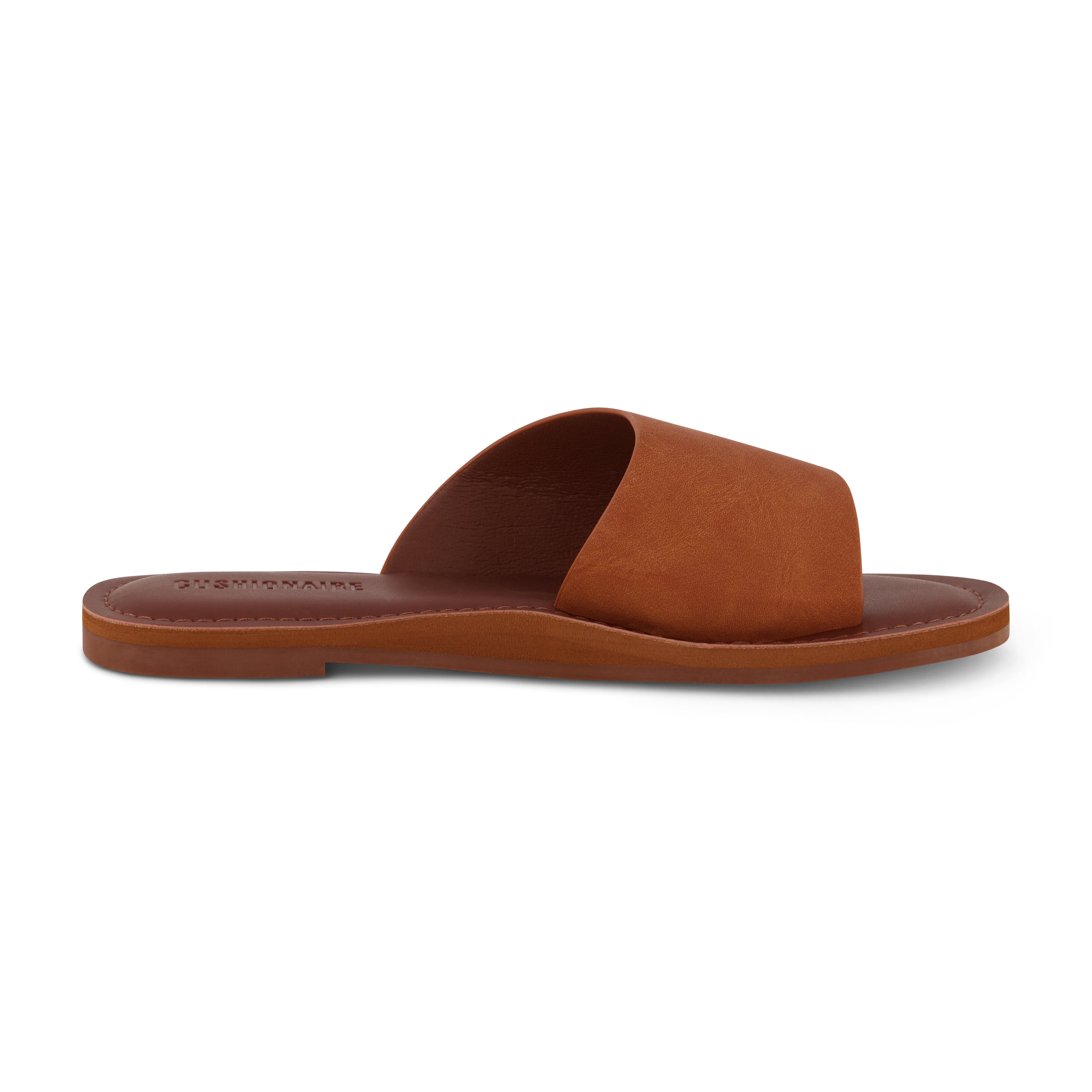 Carly One Band Slide Sandal Rust Vegan Suede