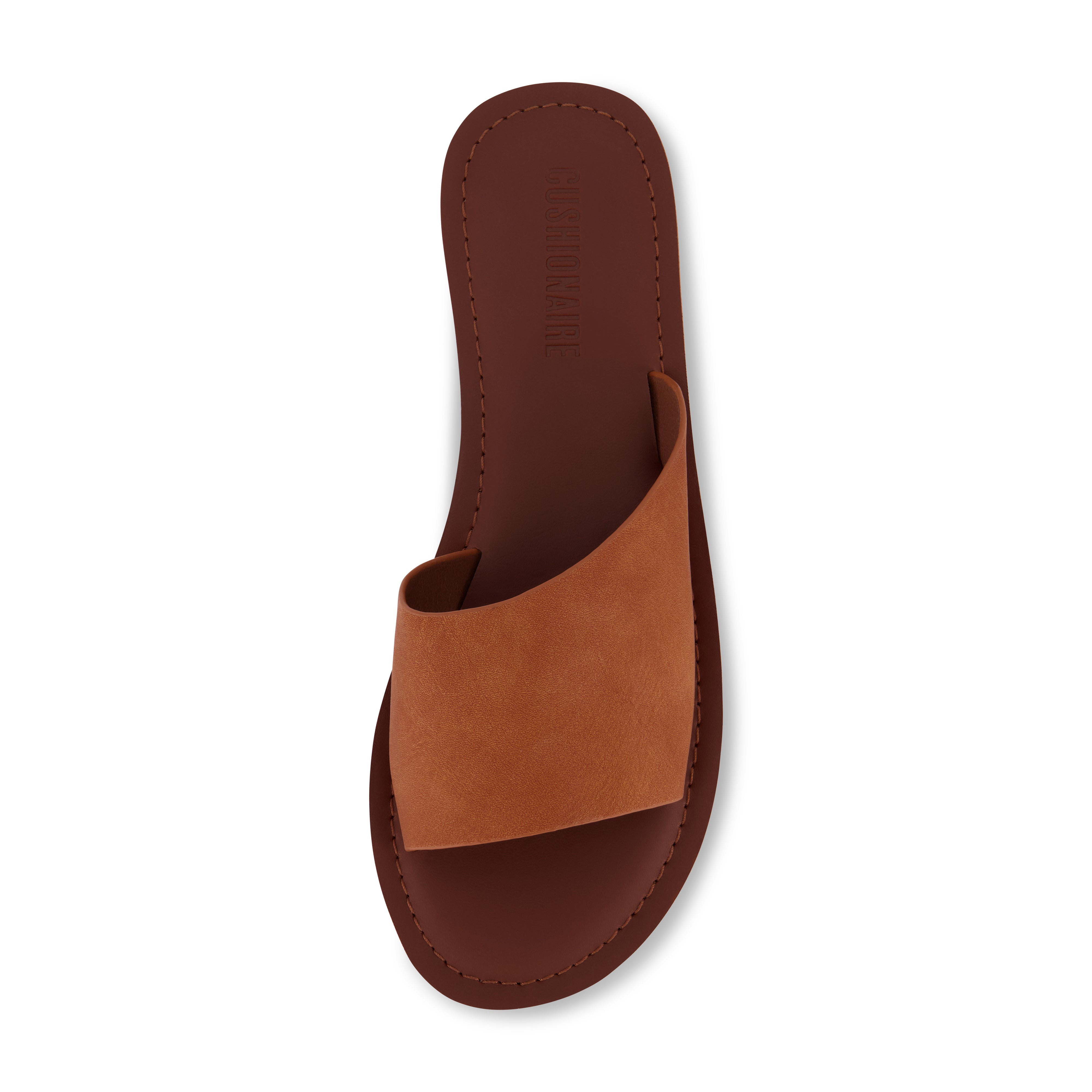 Carly One Band Slide Sandal Rust Vegan Suede