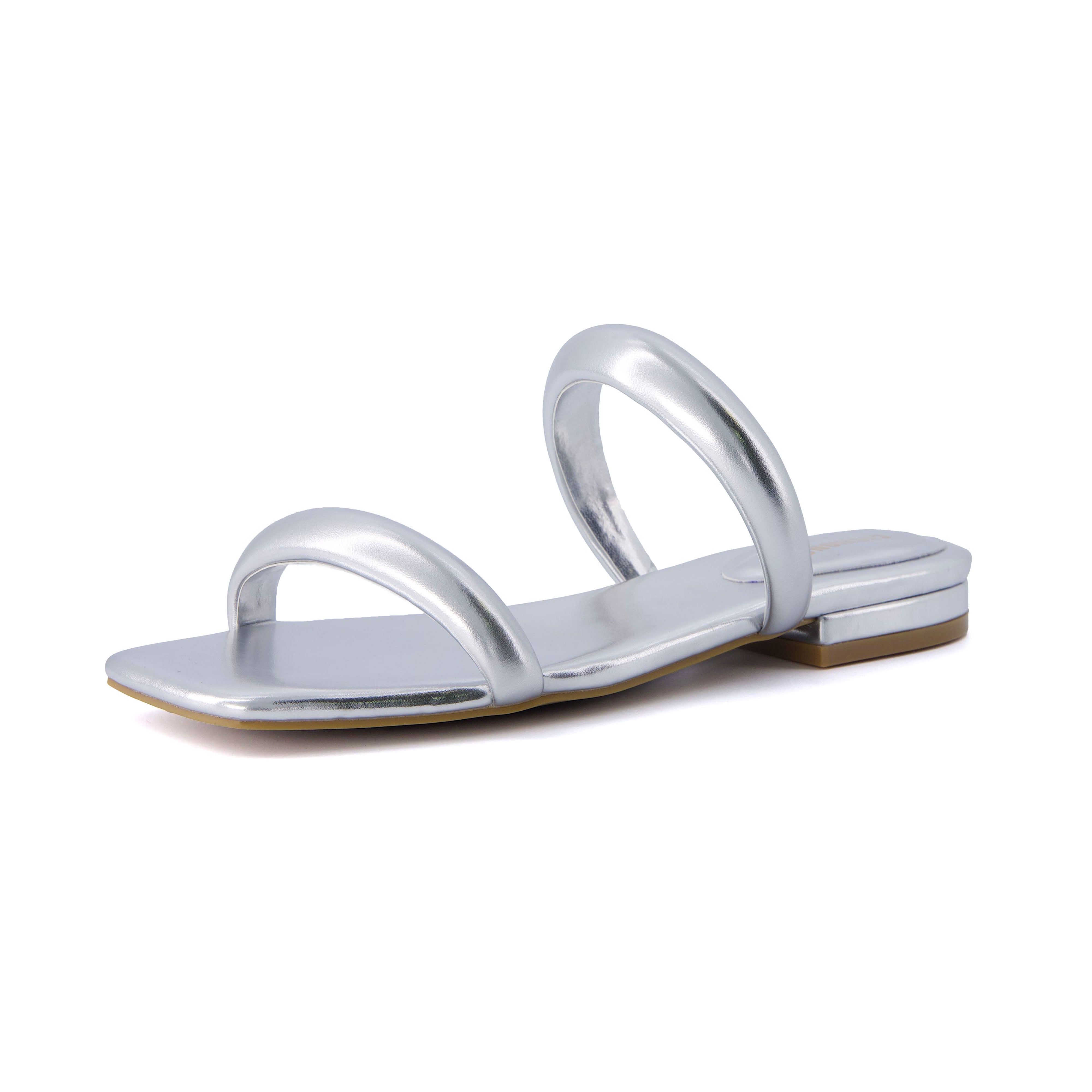 Dazzle Two Band Slide Sandal Silver