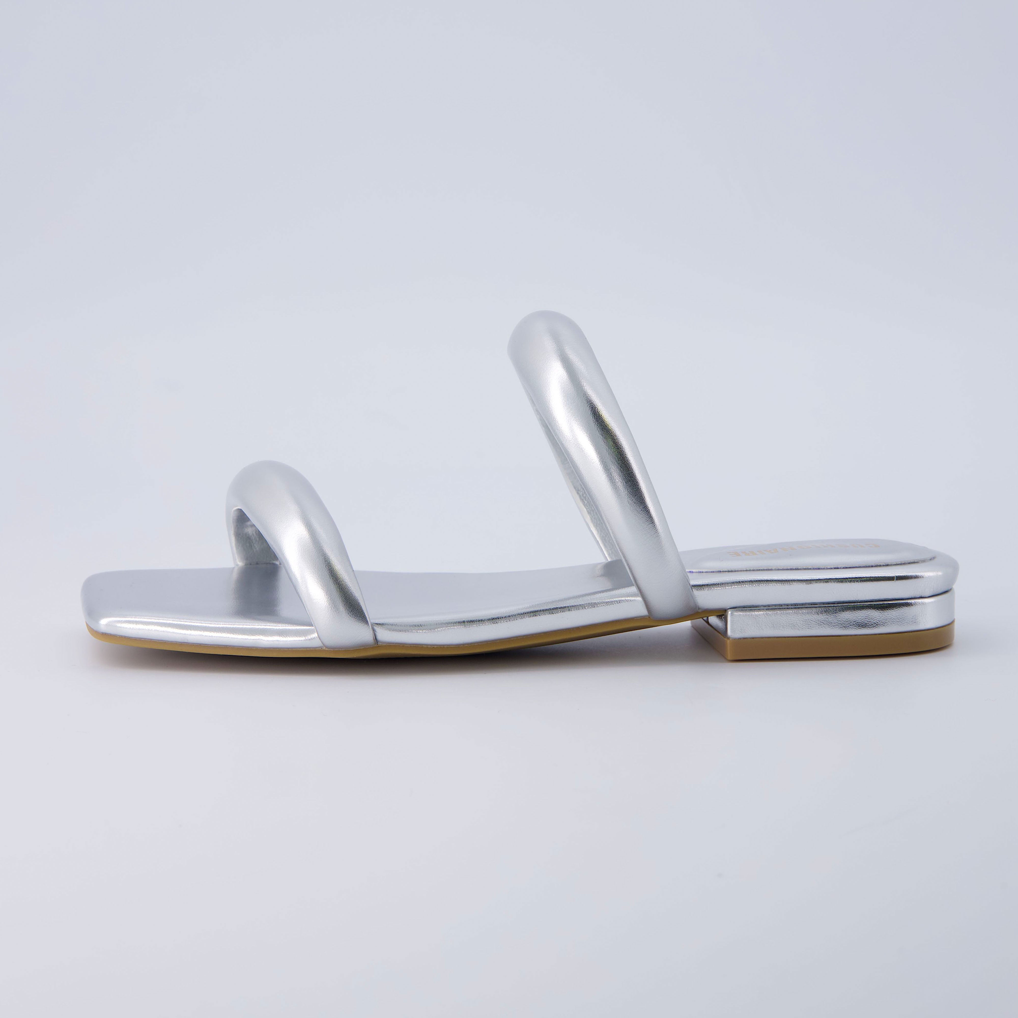 Dazzle Two Band Slide Sandal Silver