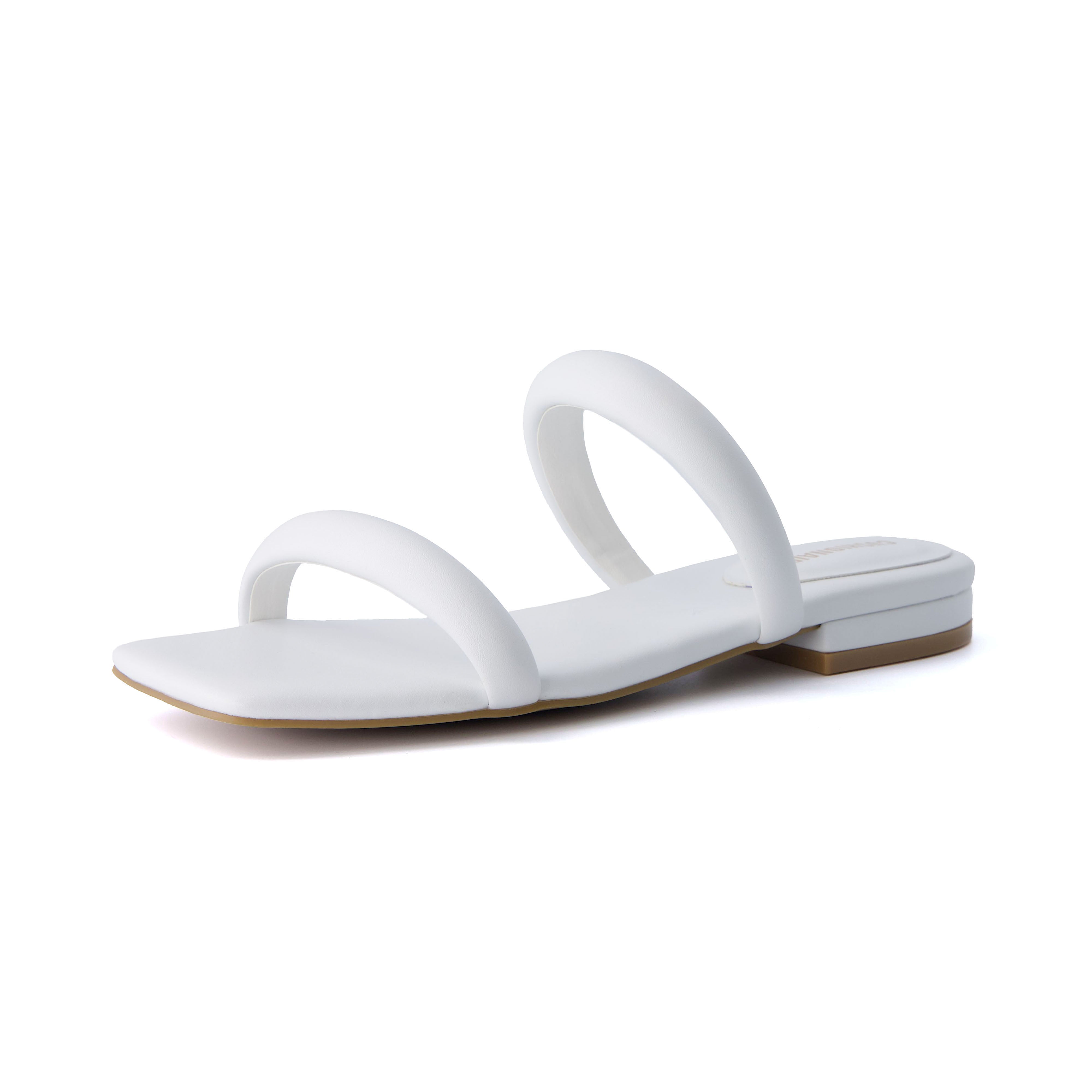 Dazzle Two Band Slide Sandal White