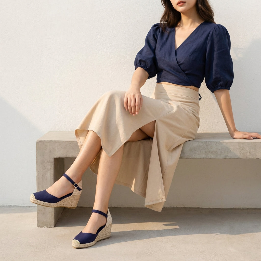 Elche Wedge Sandals Navy